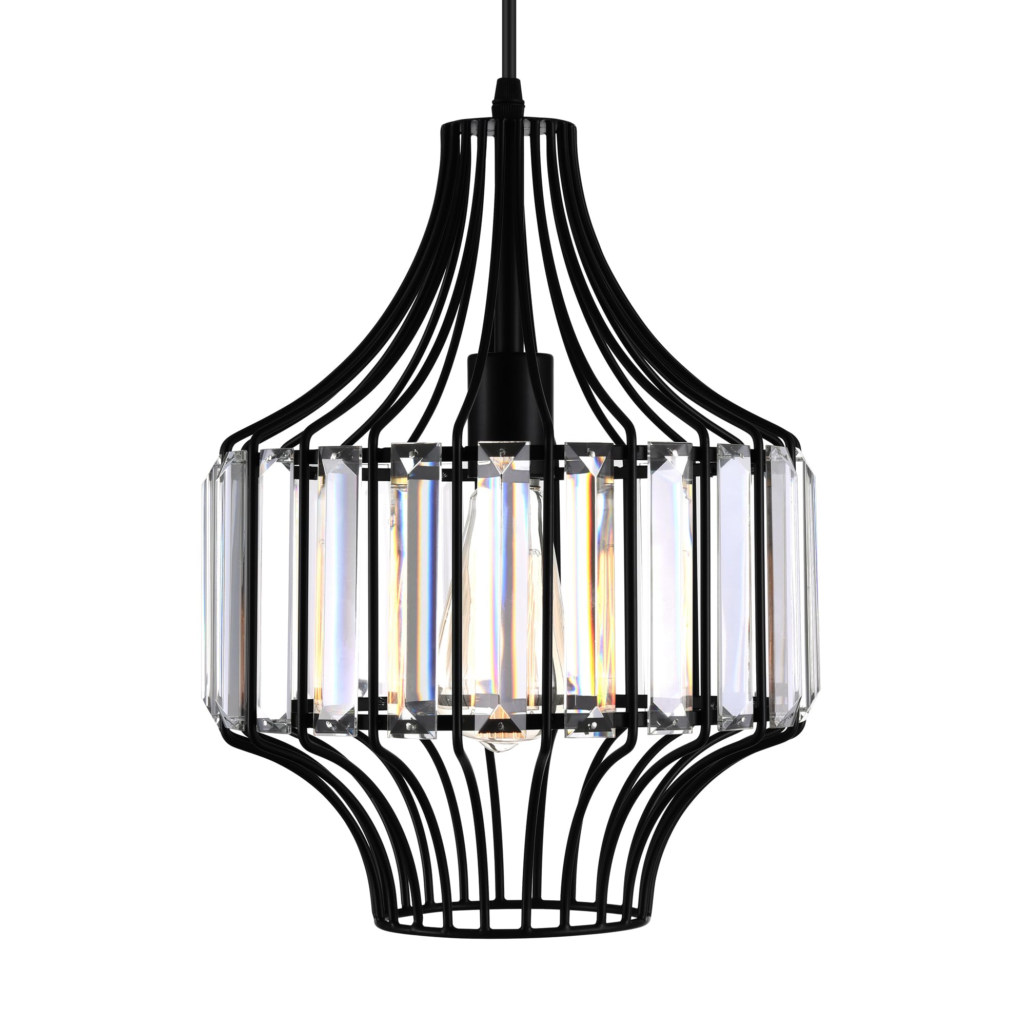 Cwi Lighting Black Metal Pendant Light - Contemporary 1 Light Down Fixture