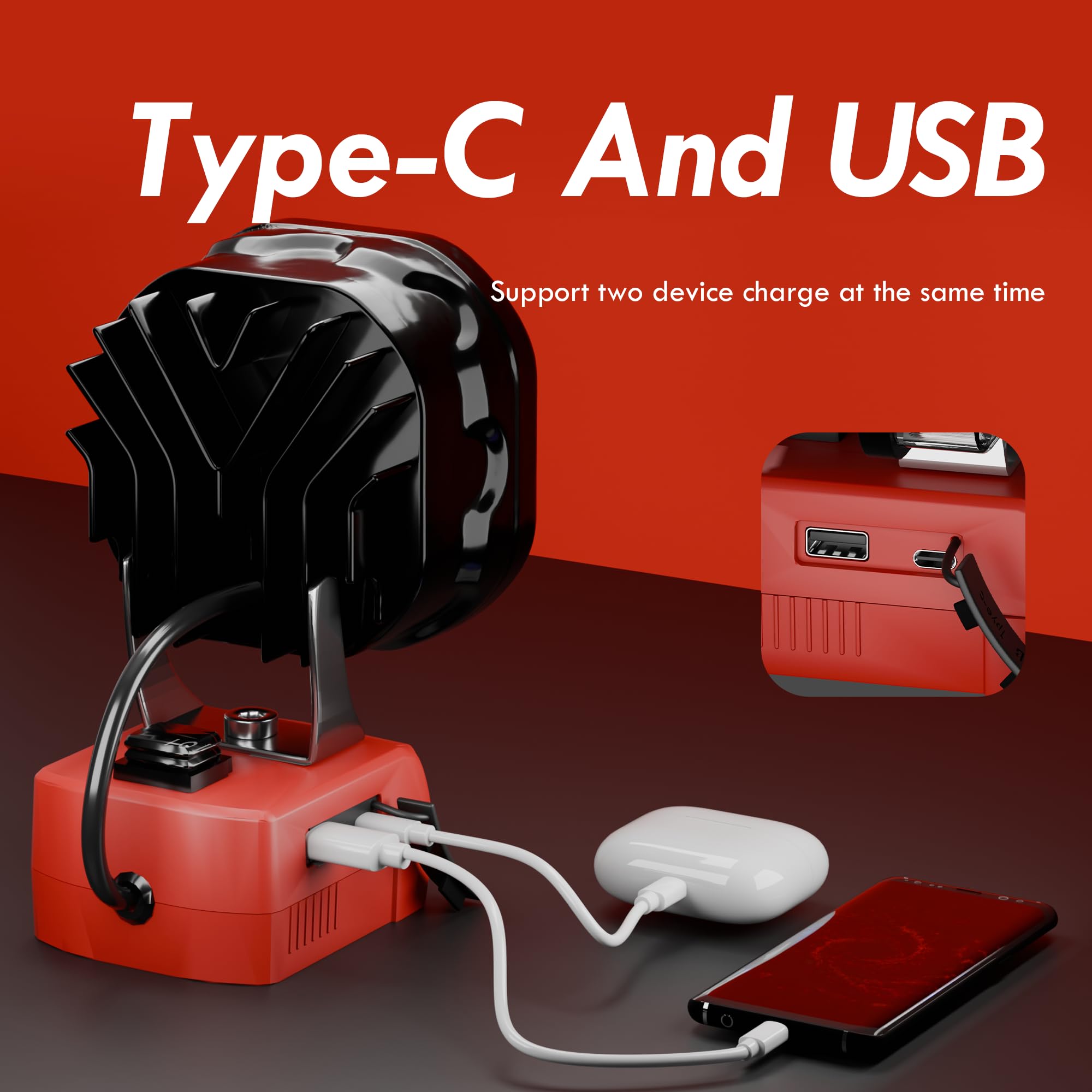 BUKATTADV Milwaukee M18 18V LED Work Light 1800LM Portable Spotlight USB & C-Type Charger, Model ML16P