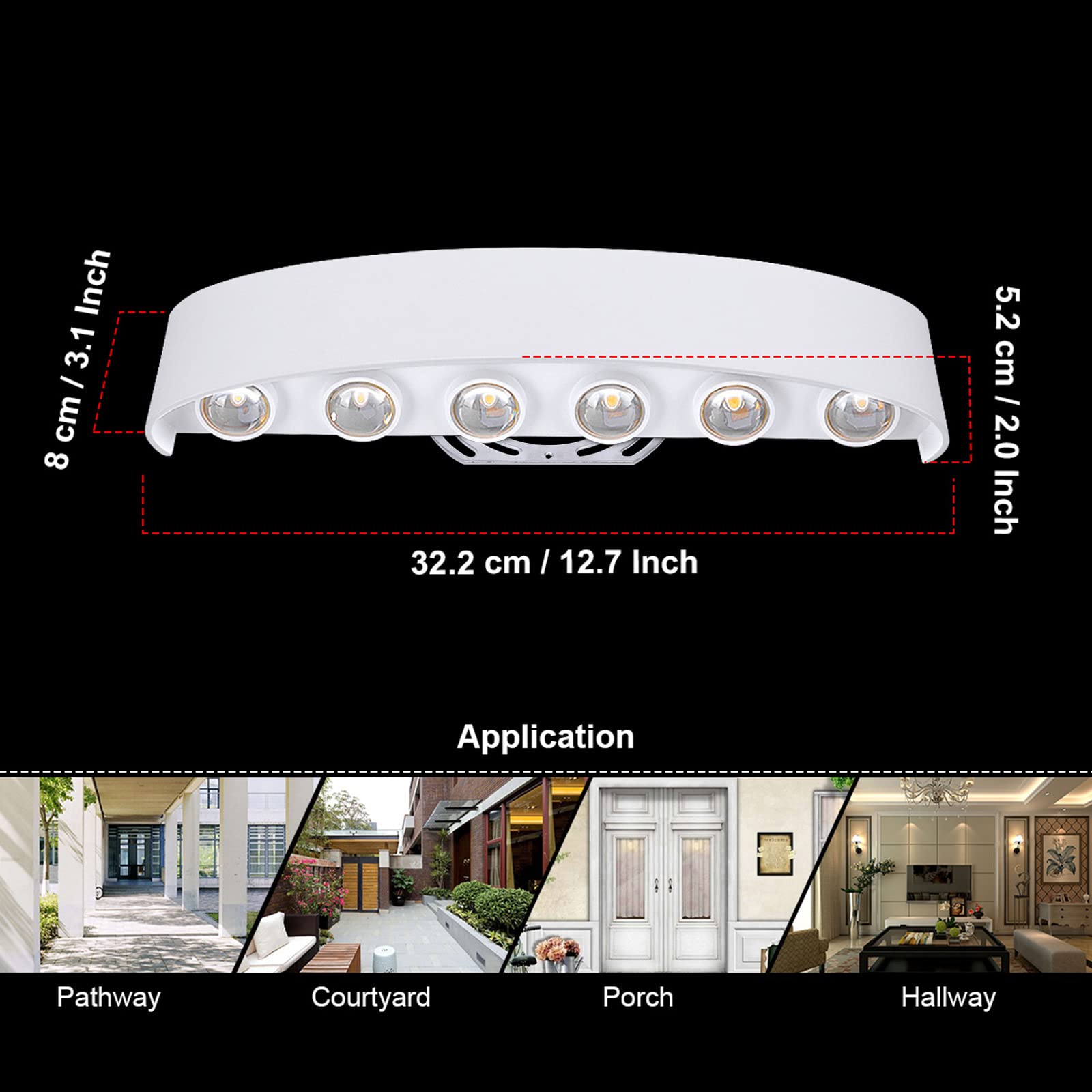 Kawell LED Wall Sconce, 12W Waterproof Modern Design, Matte White, Model 33-AU572-WT-WW, Indoor/Outdoor Use