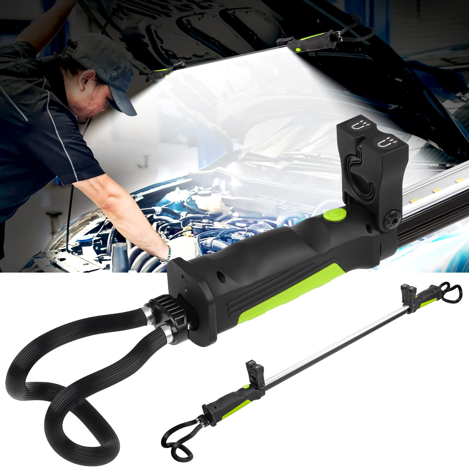 Aaleds Underhood Work Light, 2000LM Super Bright, 5200mAh Rechargeable LED Work Lights for Mechanics, Magnetic Automotive Under 