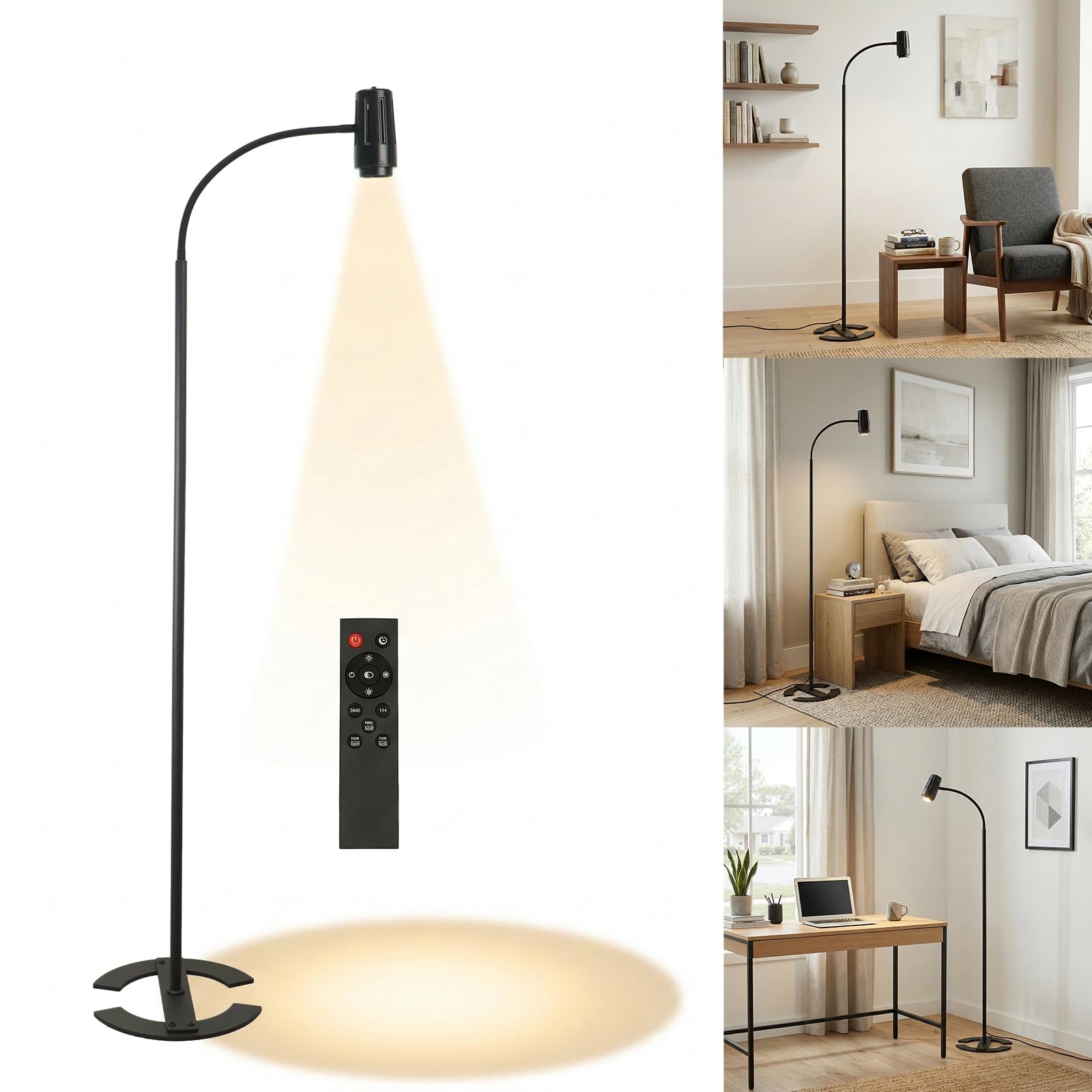 Avanz Reading Floor lamp Standing gooseneck Flexible Floor Spotlight Light Over Chair Adjustable dimmable for Office Task Living