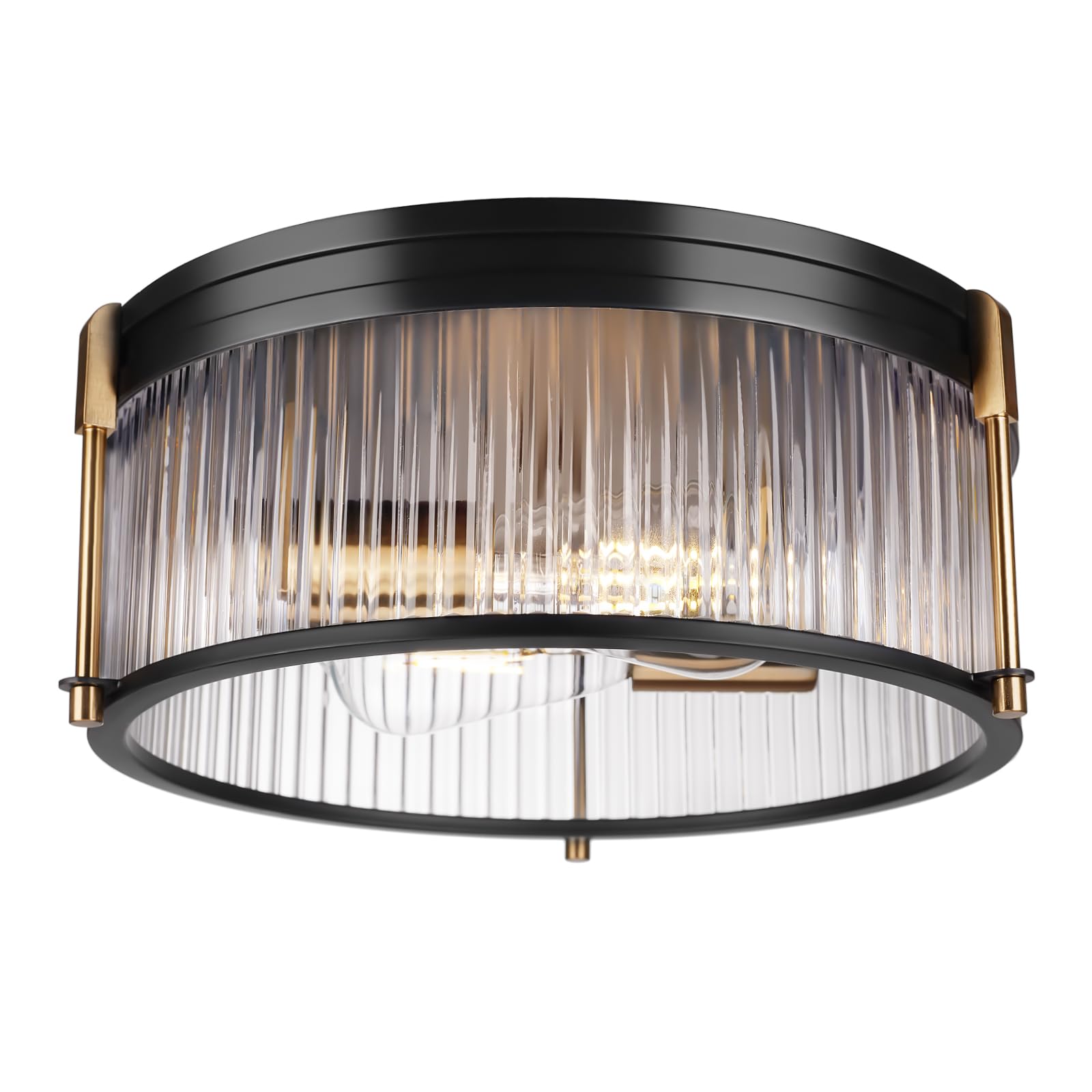 Rosient Industrial Flush Mount Ceiling Light, Rustic Ceiling Lamp Fixtures with Clear Glass Shade, Industrial Metal Cage Ceiling