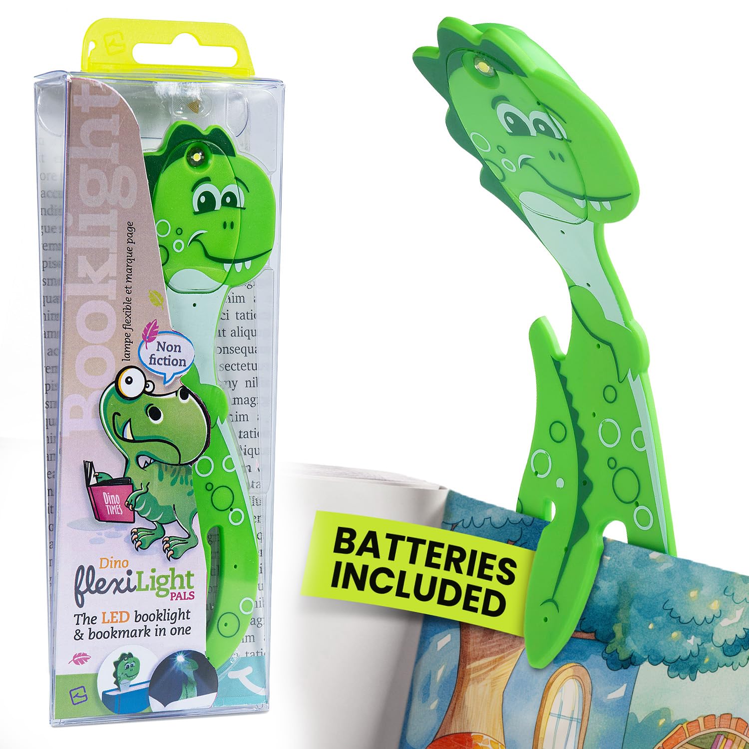 Gifts For Readers & Writers Bookmark Reading Light Dino Green - 2In1 Clip On Bookmark Kids Book Light For Reading Night In Bed,