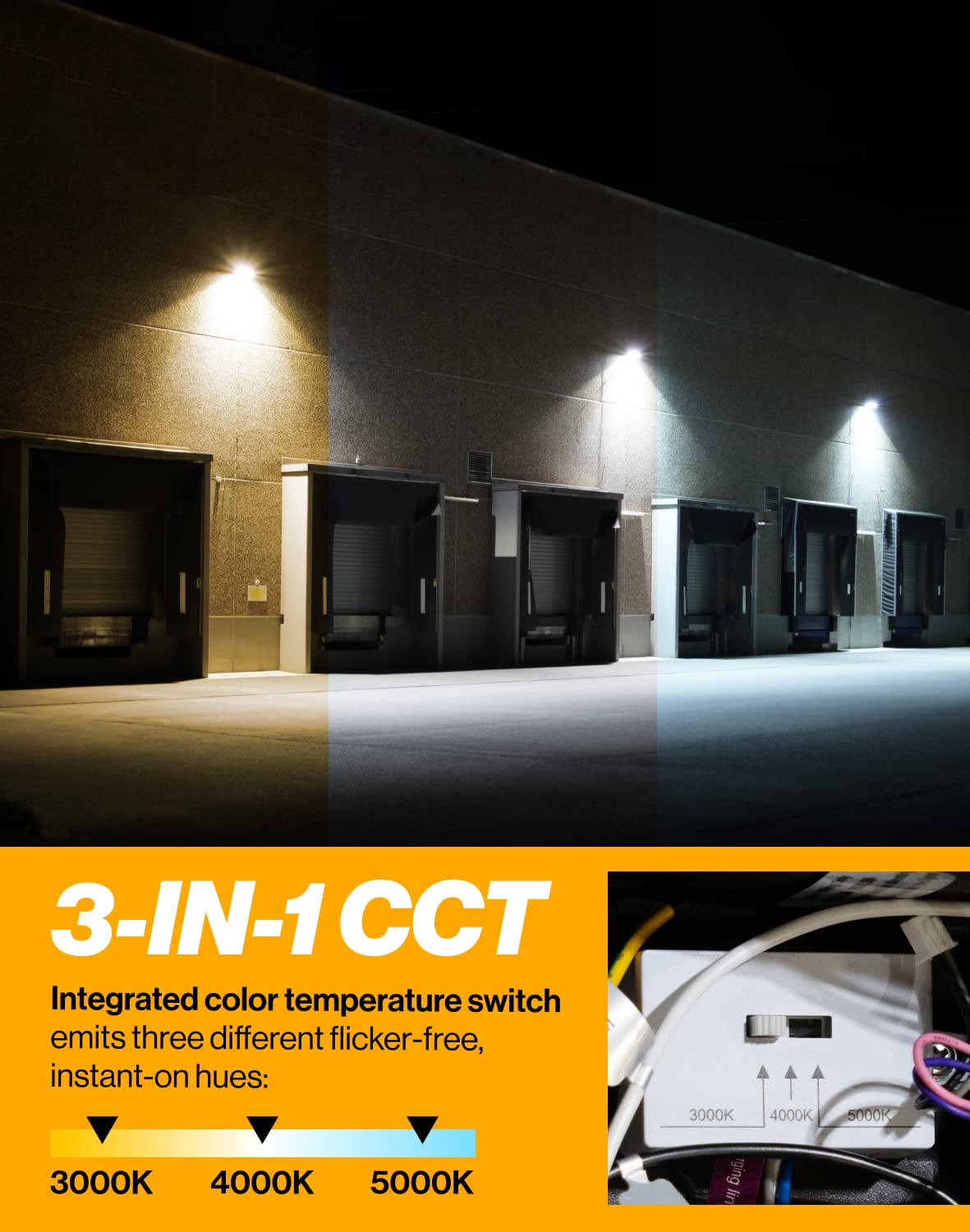 Sunco LED Wall Pack Light 80W Dimmable Waterproof 3 CCT (3000K/4000K/5000K) 7600 Lumens Model WP_BR-3050