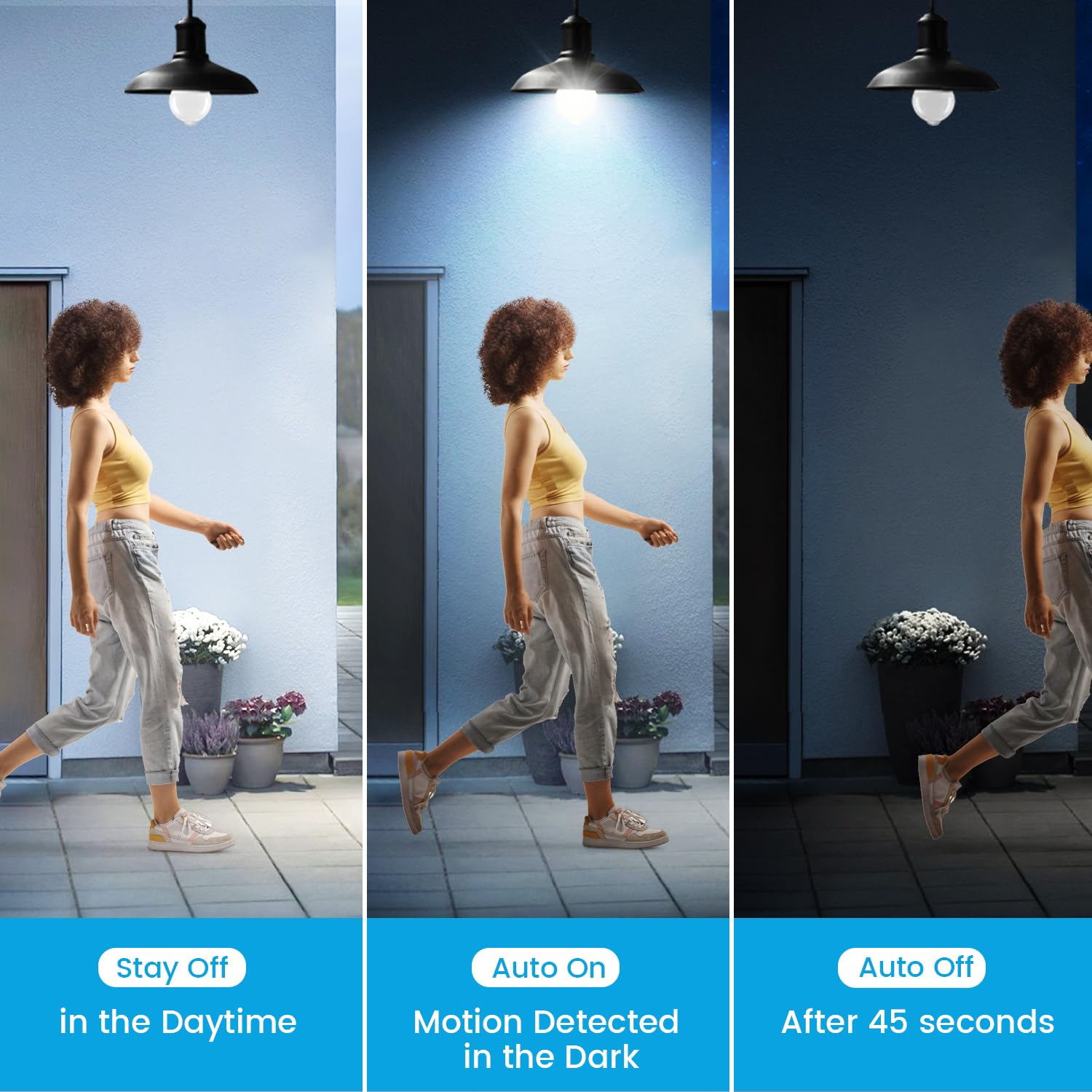 Aovpex Motion Sensor Light Bulbs, Dusk To Dawn, 13W 100W Equivalent, Movement Activated Security Led Bulb, 5000K Cool White, For