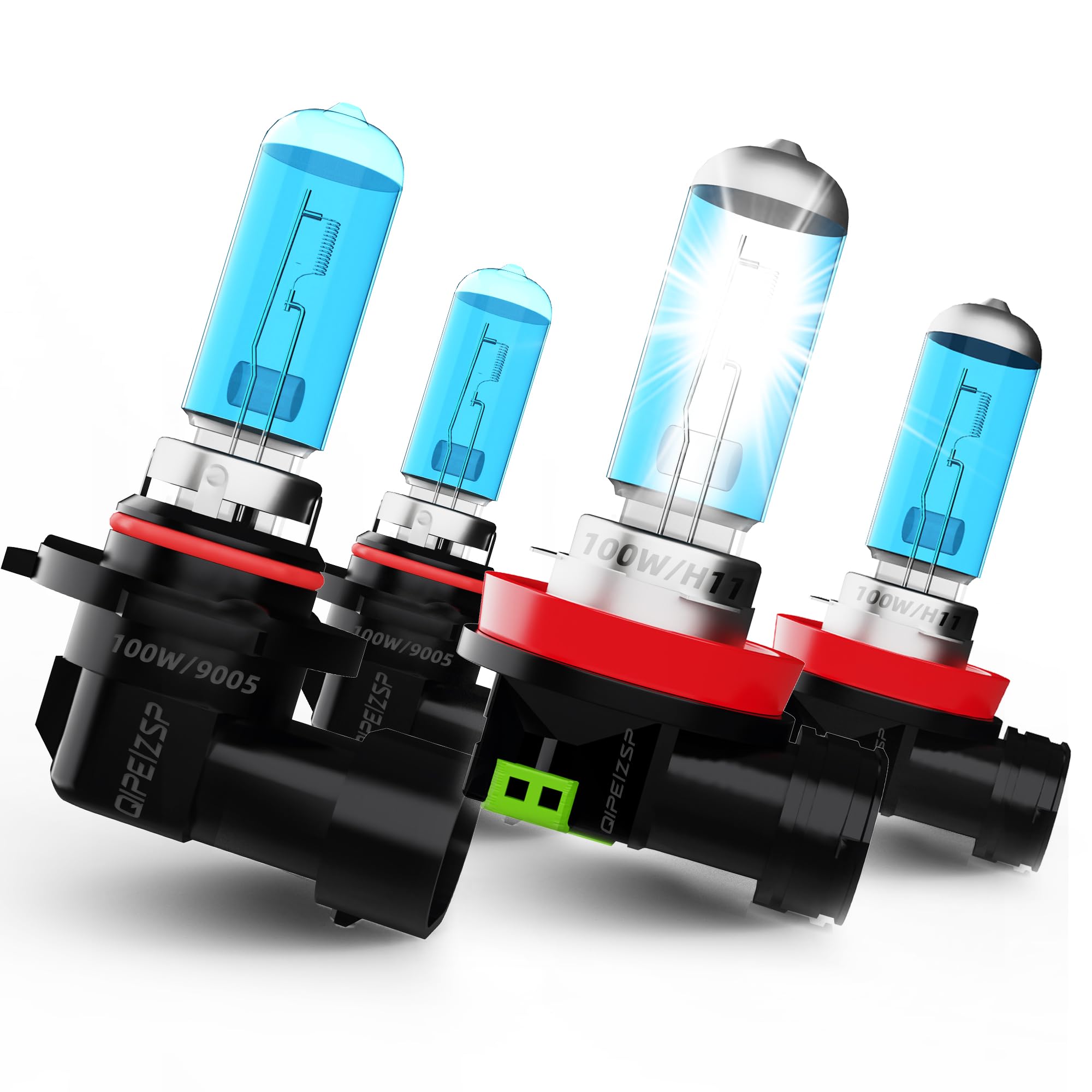 QIPEIZSP Headlight bulbs Compatible with 2019-2020 Nissan Altima halogens, 9005/HB3/H10 High Beam/Low Beam + H11/H8/H9 Fog Light