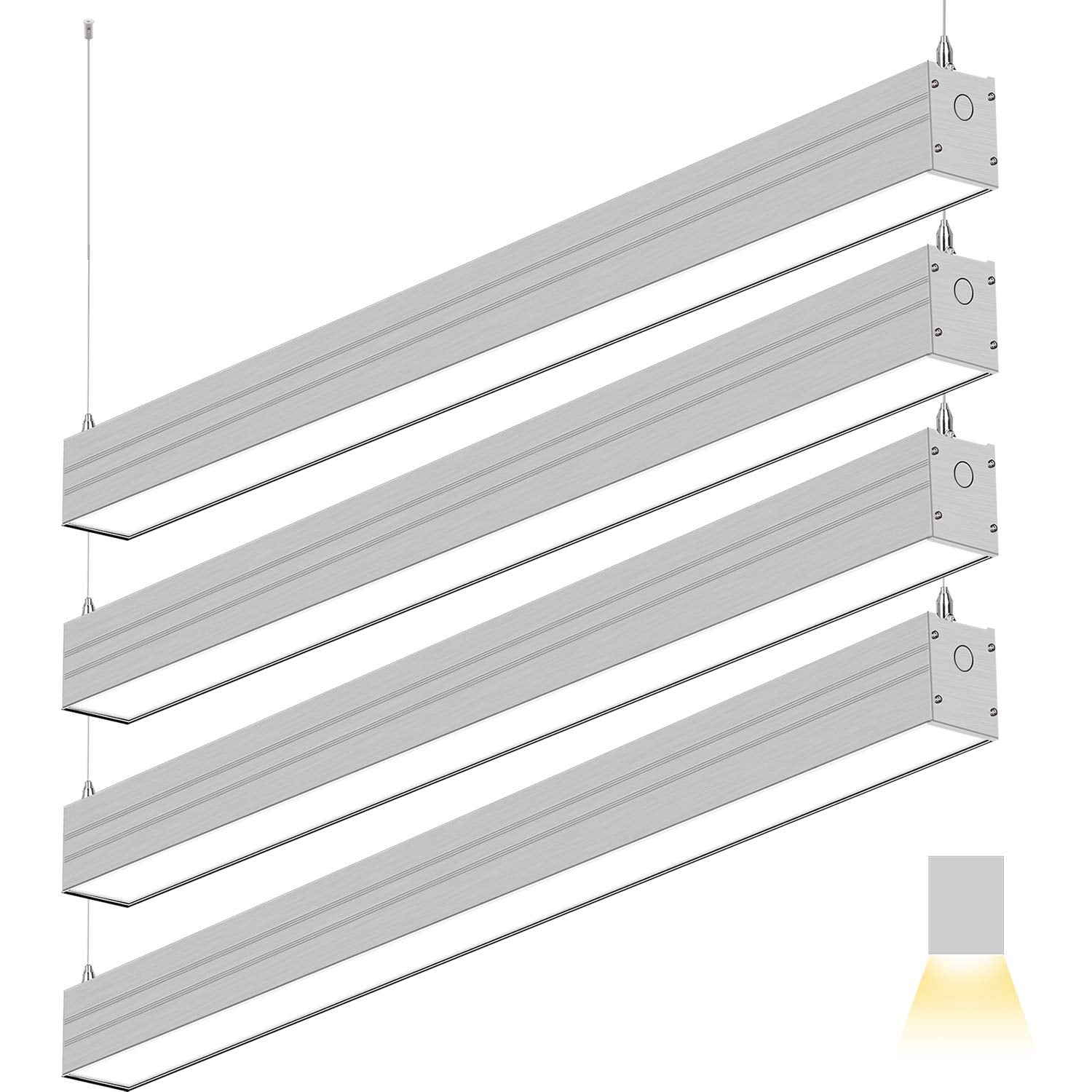 Hykolity Led Architectural Suspended Linear Channel Light Linkable  4Ft 40W 3000K/4000K/5000K Cct Selectable  Dimmable Office Lighting Fixture For Commercial Places  4600Lm  Etl Listed  4Pack