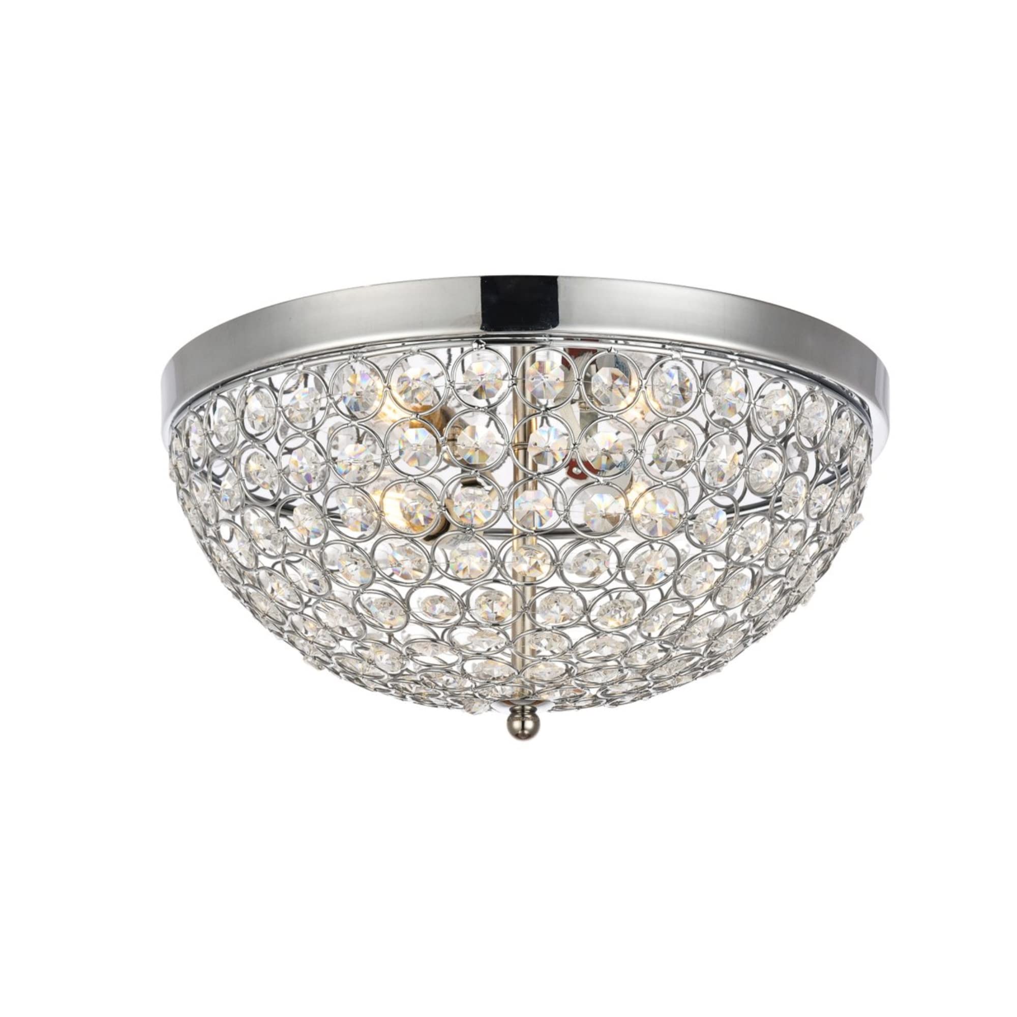 Elegant Lighting Living District Indoor Modern Home Decor Bright Taye Collection Flushmount D13.5 H6.3 Lt:3 Chrome Finish