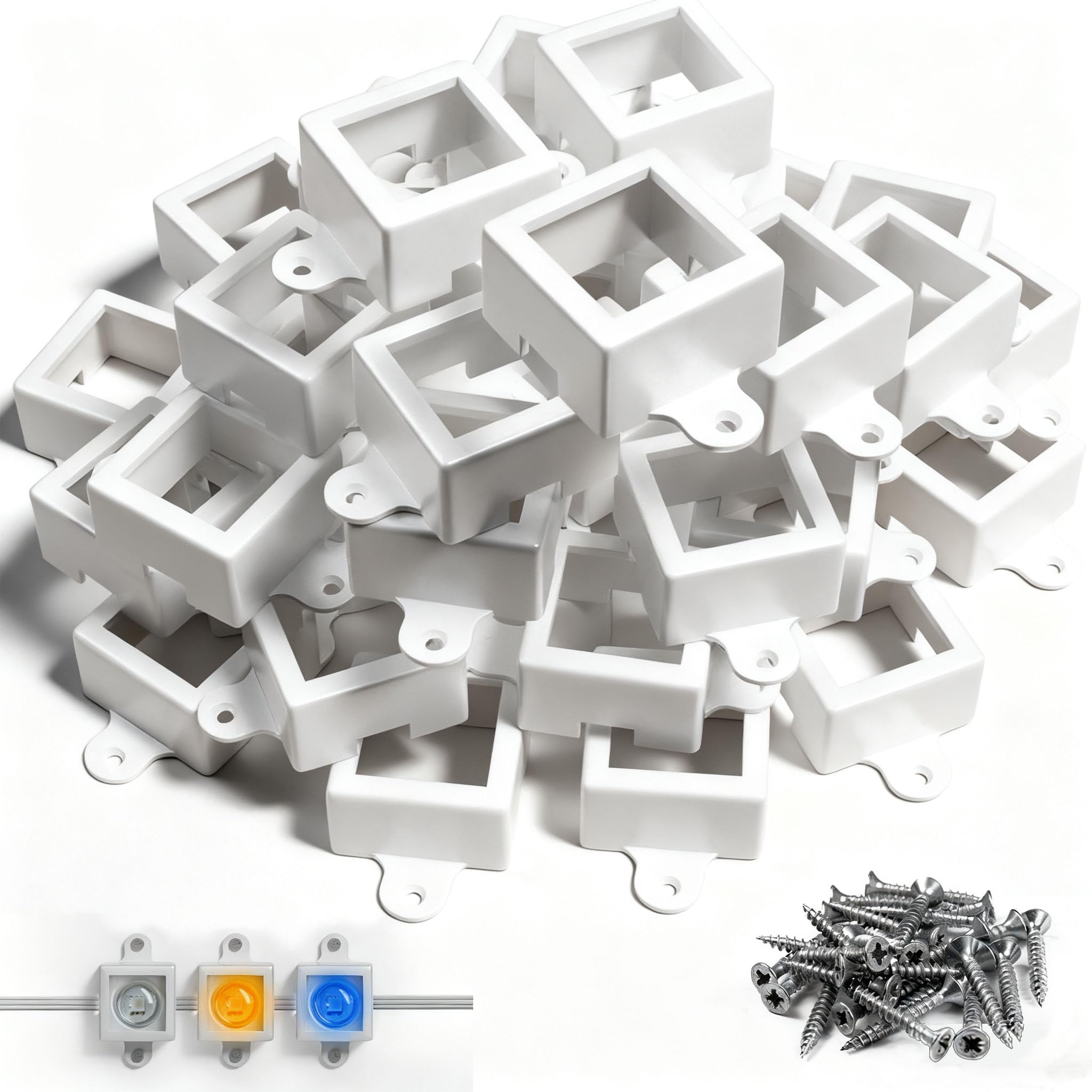 Henkgo Light Clips for Govee H705A/B/C/H805 - 75 Pcs White Plastic Mounting Brackets with 150 Screws