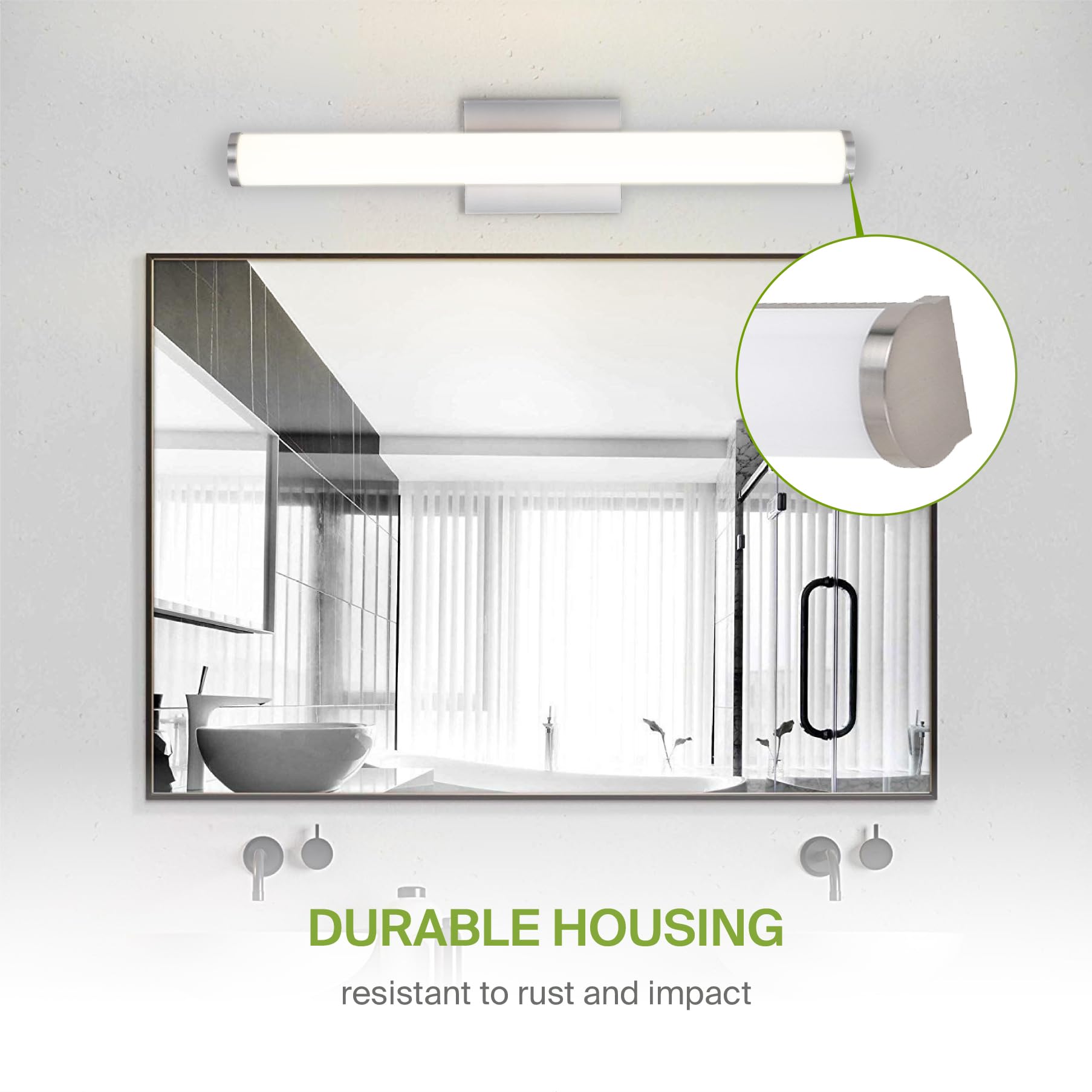 Asd Led 24 Vanity Wall Mount Light Fixture  Linear Bathroom Lighting Bar | 3Cct  Dimmable  Energy Star  Etl Listed | 25W 1750Lm 3000-5000K 120V | Long Tube Bath Sconce Over Mirror | Nickel  2 Pack