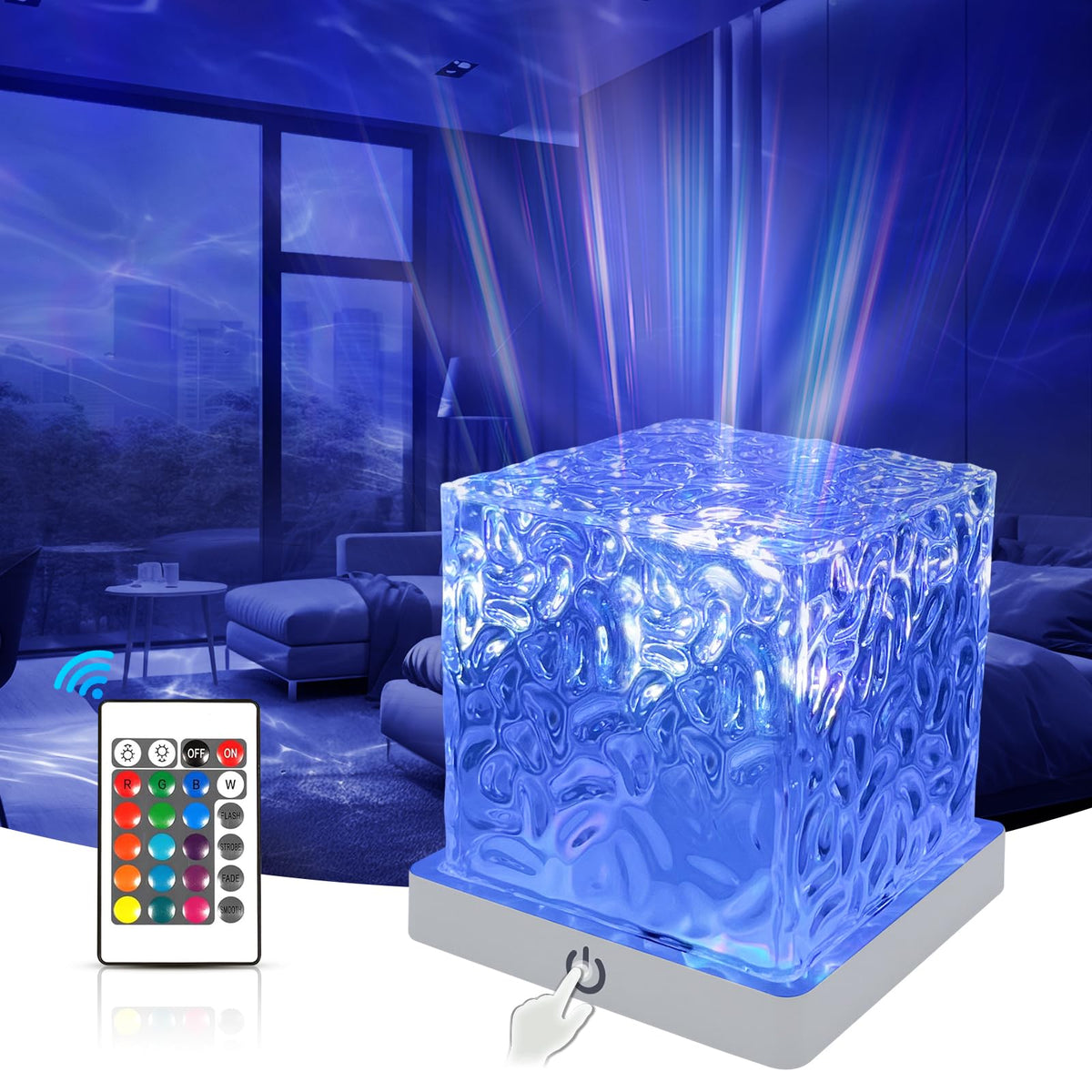 JOYFULPARTNER Ocean Wave Projector, 16 RGB Colors Cordless Rechargeabl ...