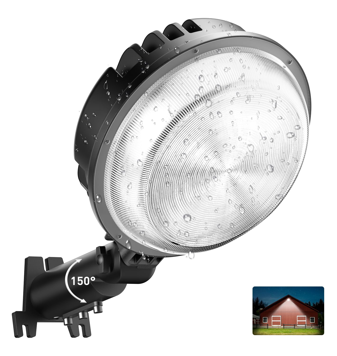 150W LED Barn Light, 20000LM Yard Area Lights Dusk to Dawn Outdoor Lighting with Photocell, 6500K Adjustable Angle Daylight, IP6