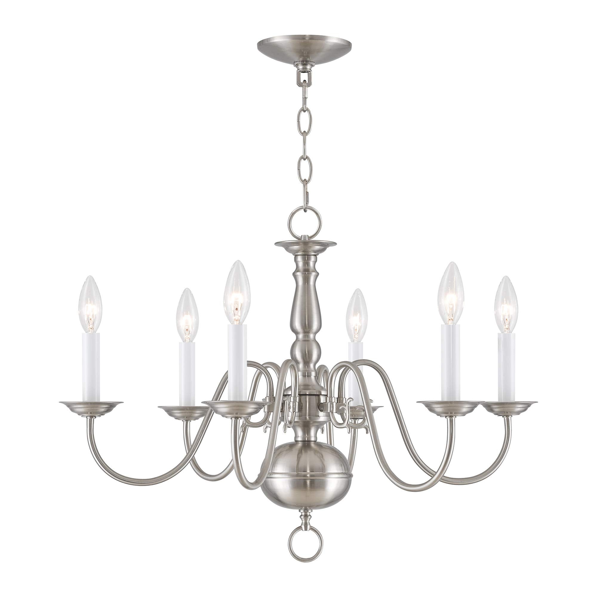 Livex Lighting 5006-91 Williamsburgh 6 Light Brushed Nickel Chandelier,18Hx24W,5006-91