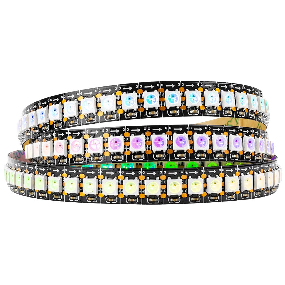 BTF-LIGHTING WS2812B IC RGB LED Strip 3.28FT 144LED Black FPCB IP30 Flexible for DIY Chasing Color Project