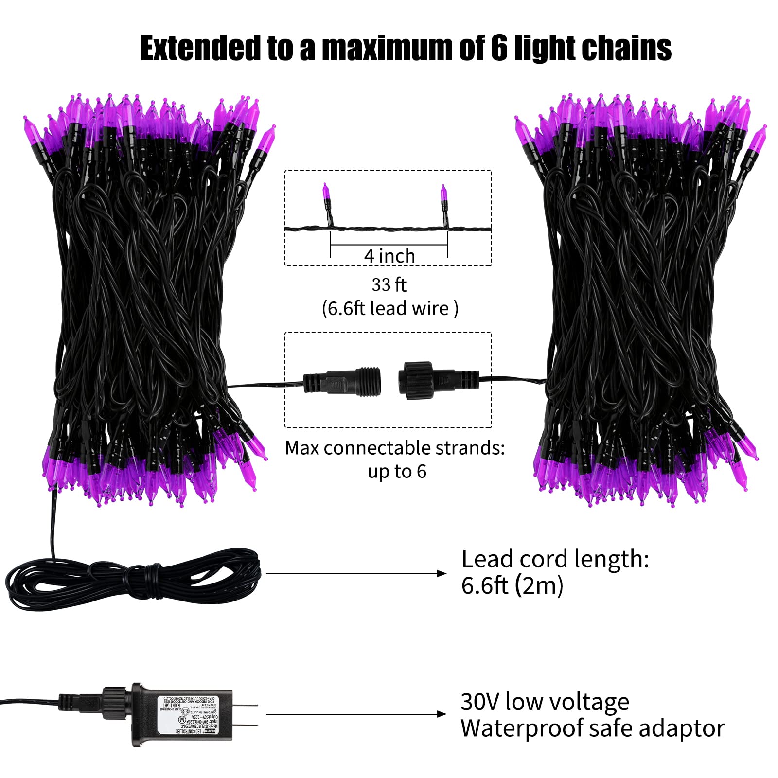 Purple Led Outdoor Halloween Lights  39Feet 100 Led Mini Lights With 8 Lighting Modes  Connectable Halloween String Light Plug In For Garden Patio Party Haunted House Ghost Holiday Lighting Decoration
