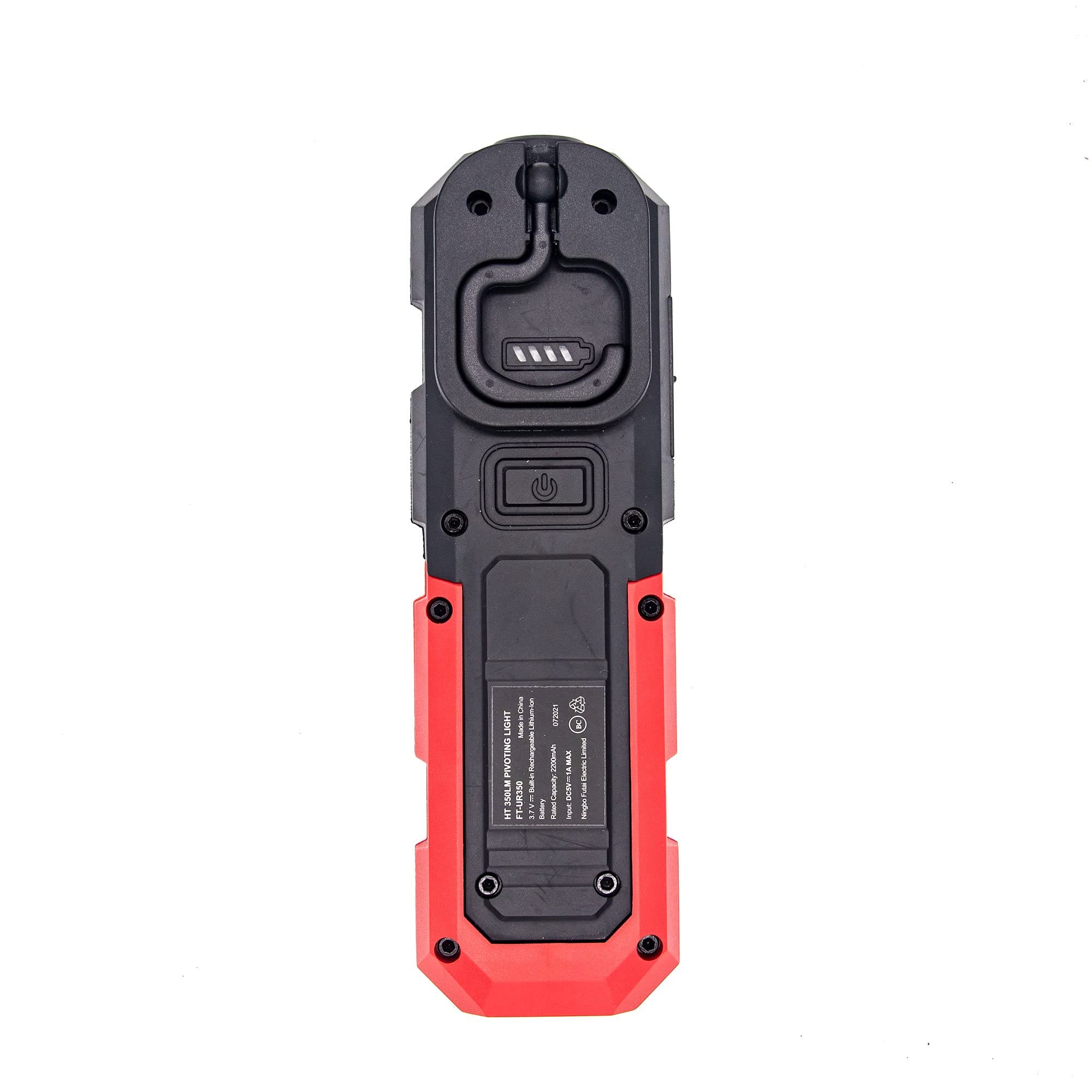 Hyper Tough Rechargeable LED Work Light - 350-Lumen, Black, USB Powered, Strong Magnet, Pivoting Stand, Rubber Material