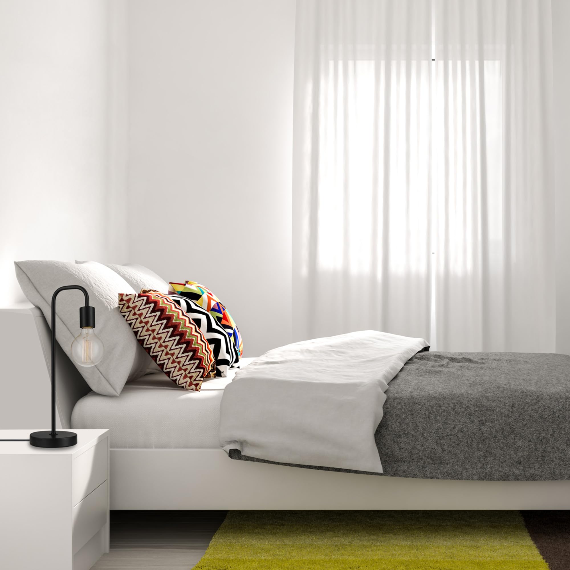 Globe Electric 12920 Holden Table Lamp, 18'', Black Satin