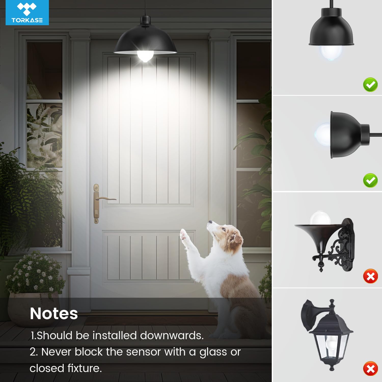 Torkase Motion Sensor Light Bulbs, 13W (100W Equivalent), Daylight 5000K, 3 Pack, Indoor/Outdoor Security Lighting