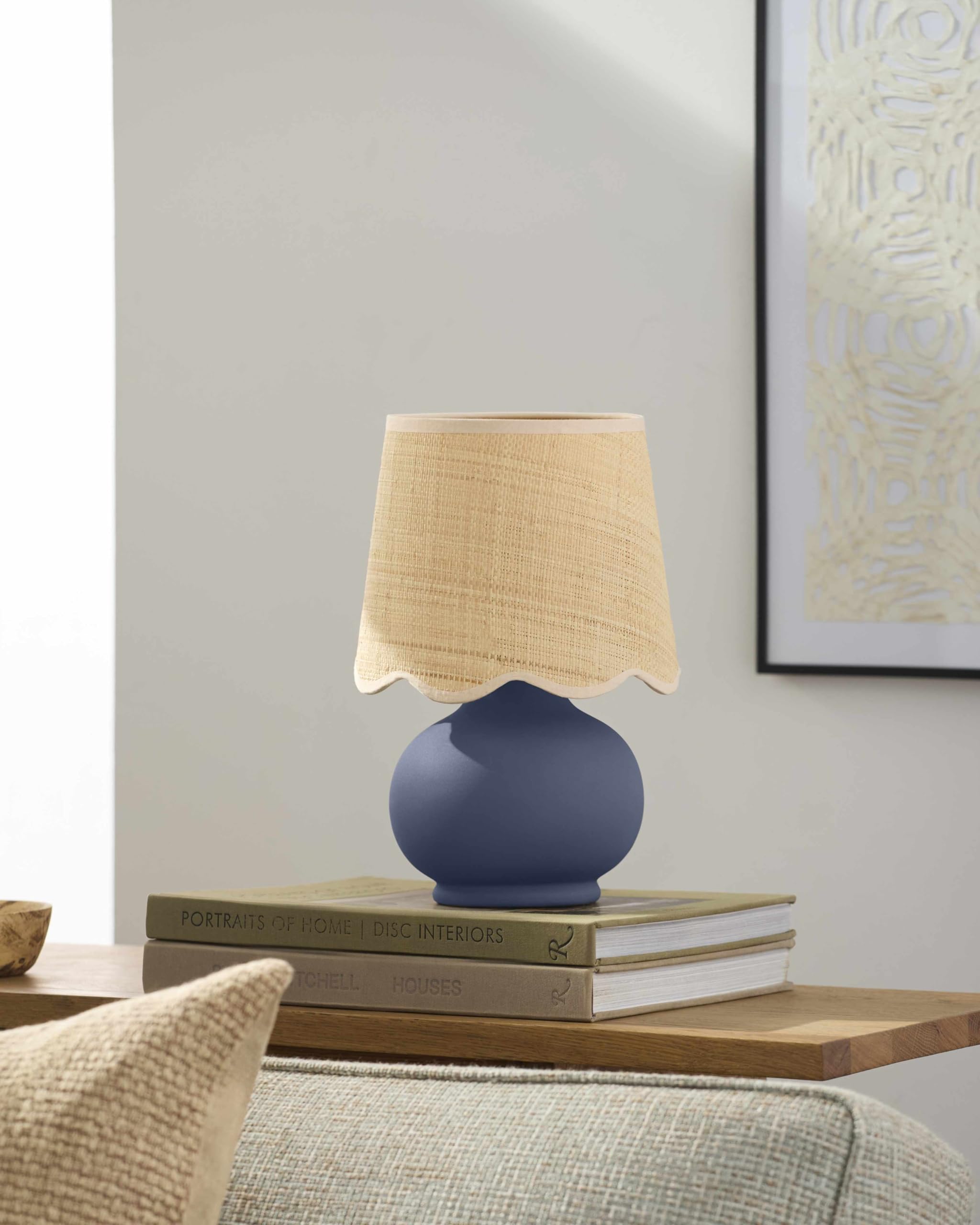 Hauteloom Table Lamp Ceramic 13inH x 8inW x 8inD Taper Blue Beige Clear Model TXCHME4-062