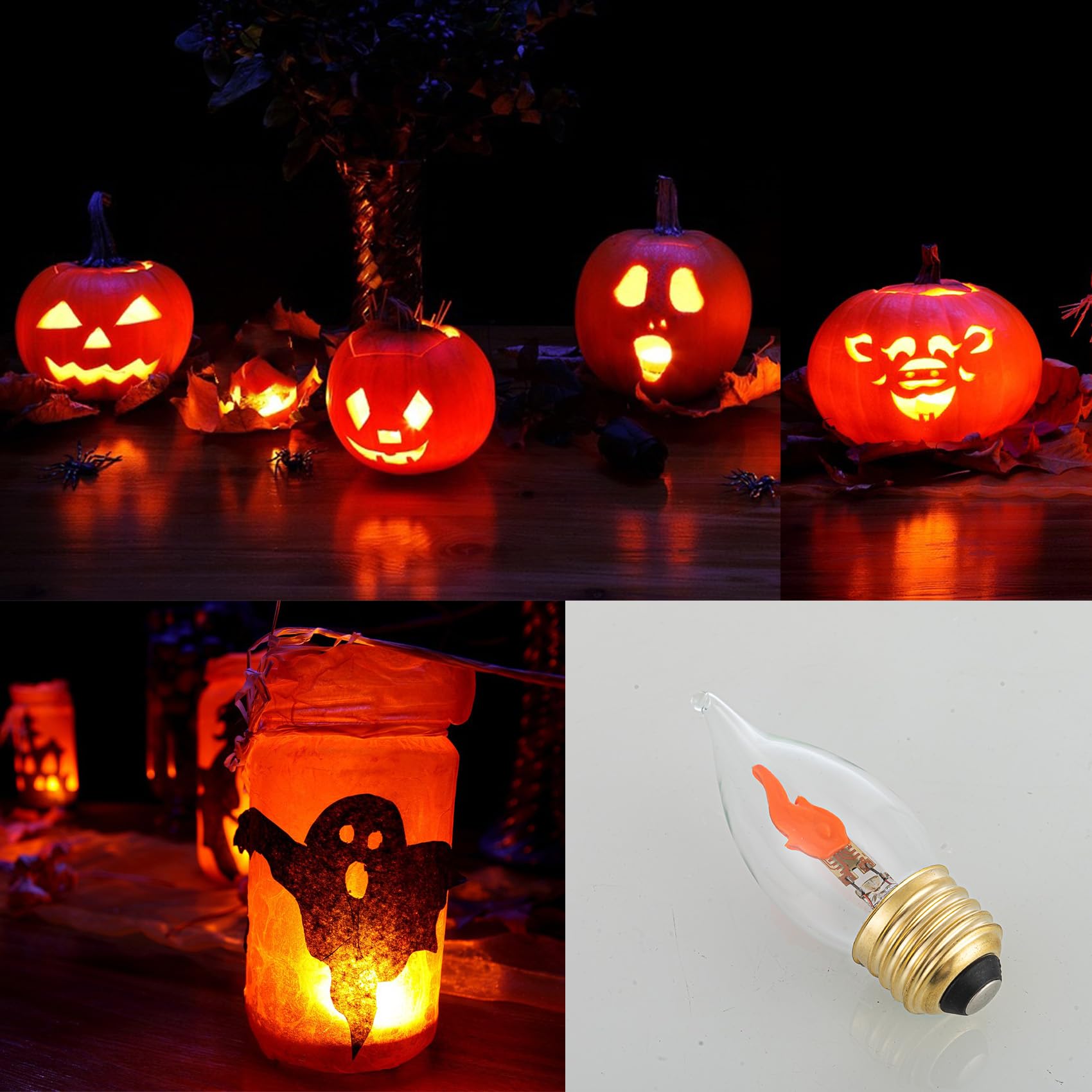 Sunaiony E26 Flame Bulb - LED Flickering Light, Glass, Red, C35 Model, 2 Pack for Christmas & Halloween Party