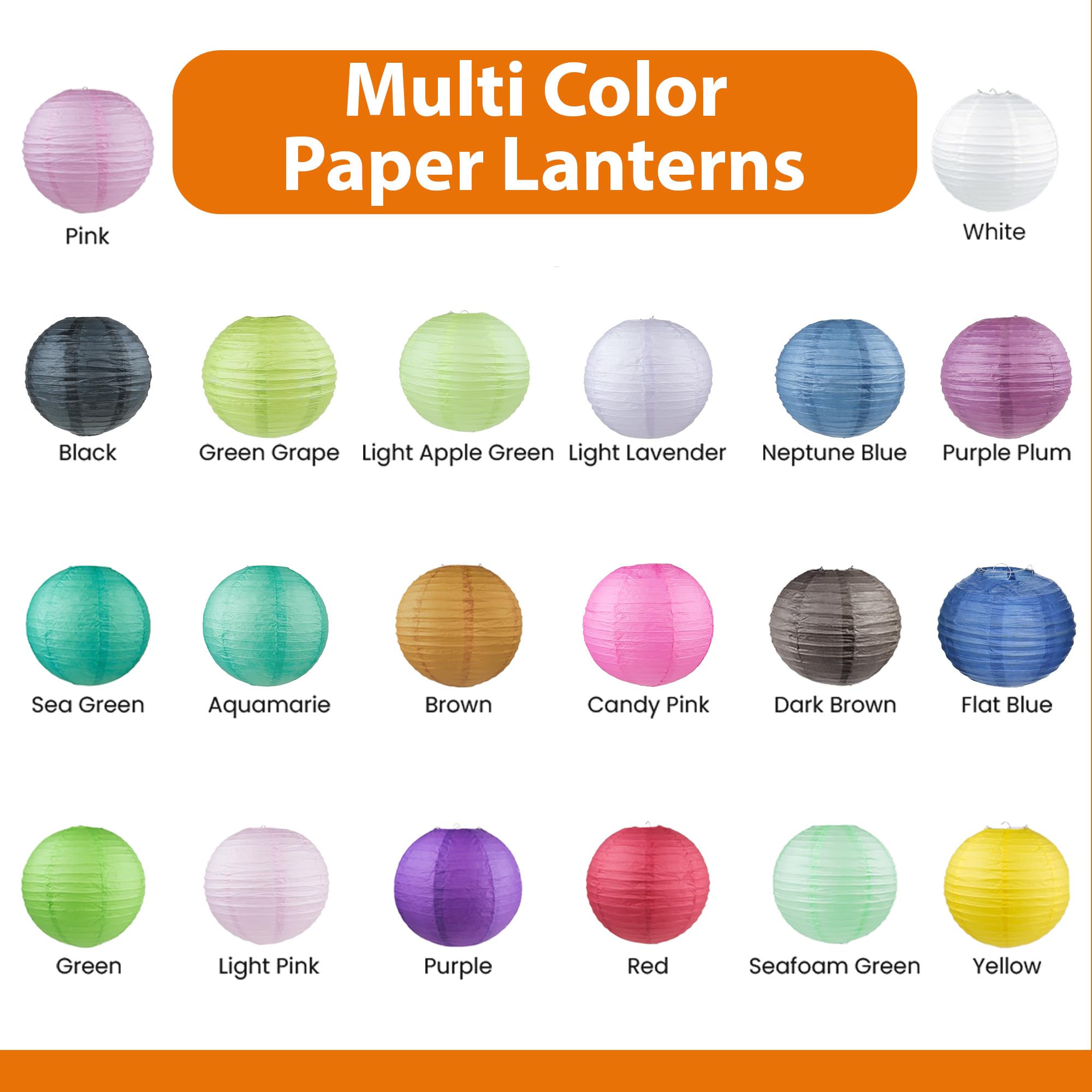 WYZworks - Round Paper Lanterns 10 Pack (Black, 12 ) - Hanging Paper Lanterns Lamp for Wedding, Birthday, Party, Halloween and H