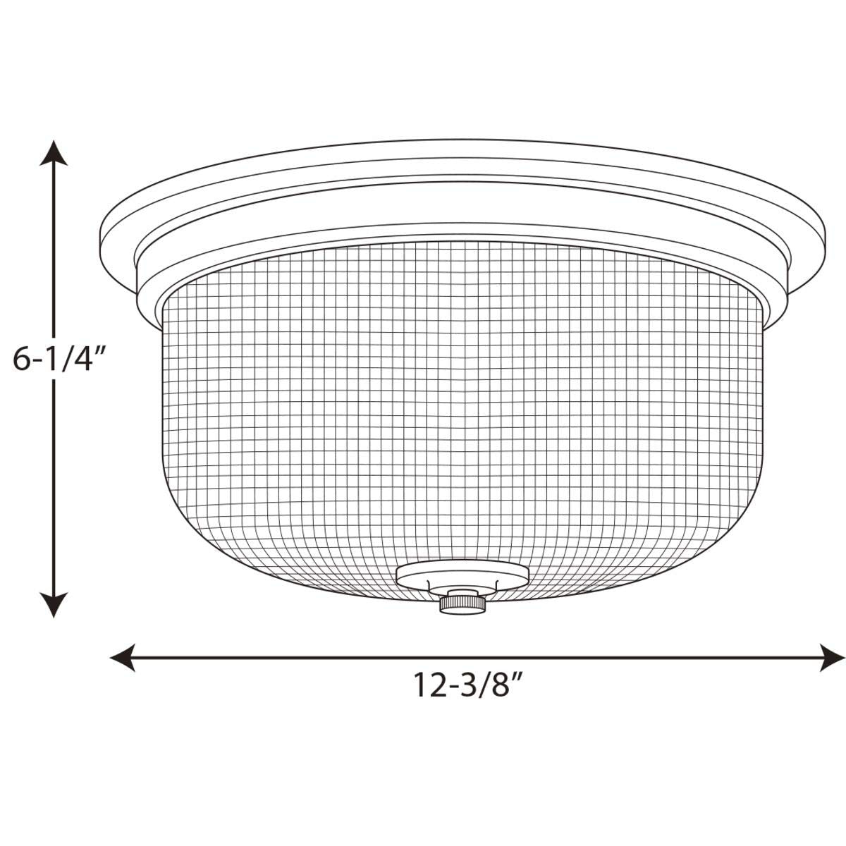 Progress Lighting Med Flush Mount Fixture, 2 x 75W, Antique Nickel, Model P3740-81, Glass