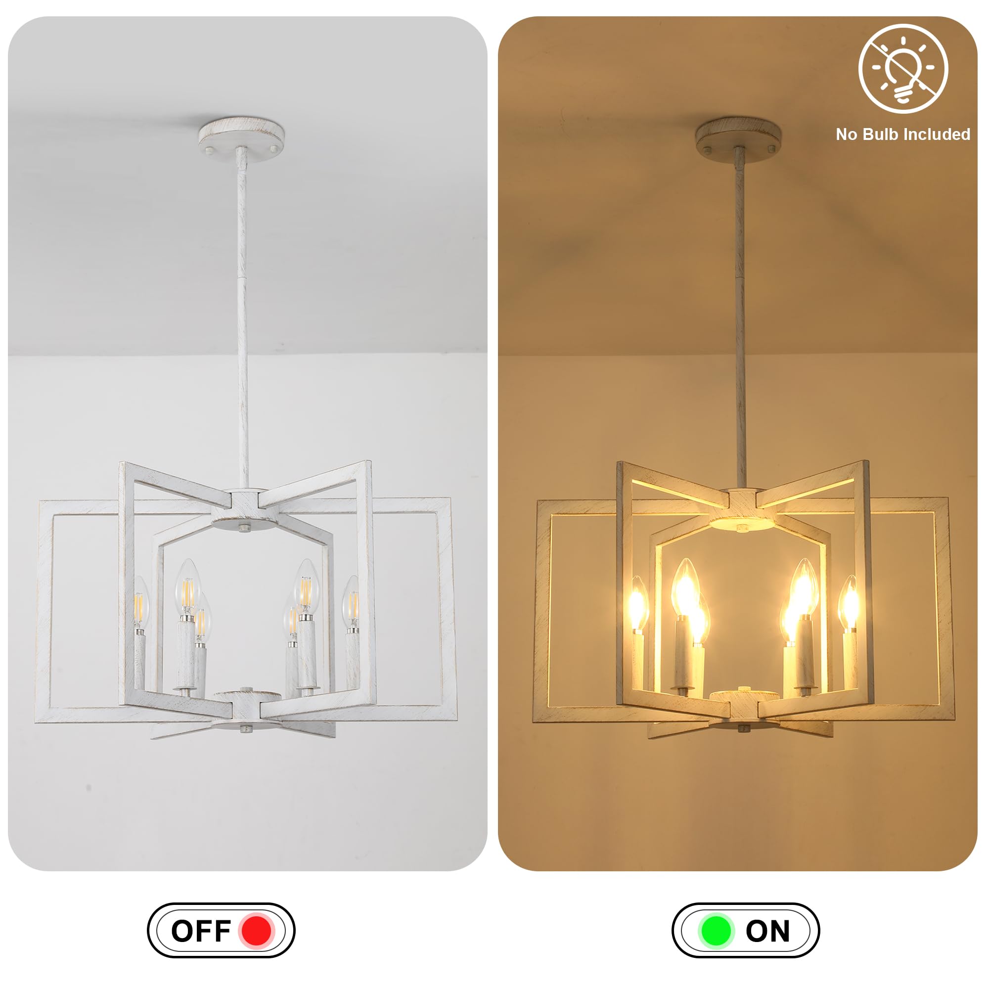 Klgxnrd 6-Light Modern Farmhouse Antique White Chandelier Light Fixture, French Country Chandeliers For Dining Room, Vintage Met