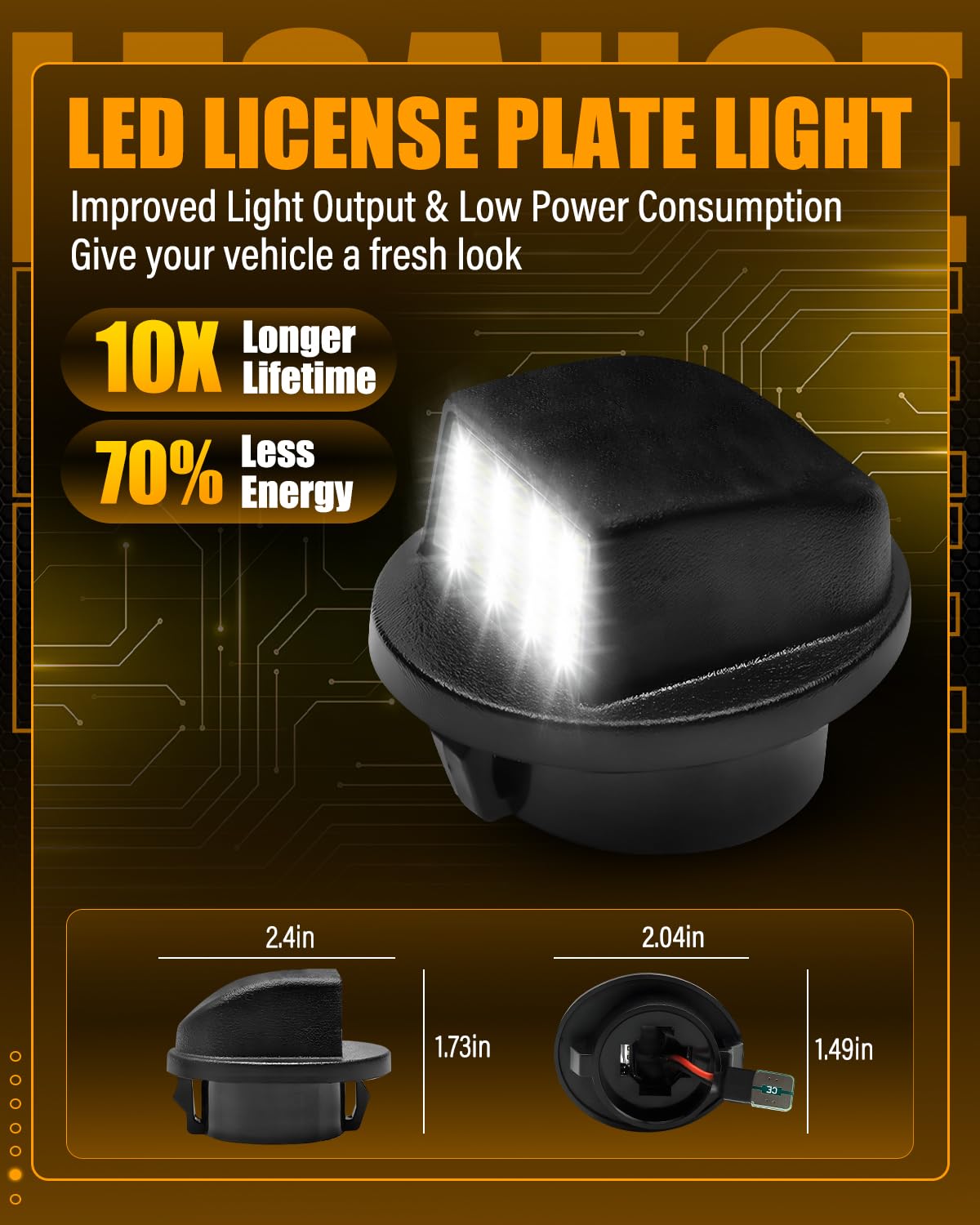 LESAUCE LED License Plate Lights, 6500K White, Pack of 2, Black U-Shaped Housing, Fits Ford F150 F250 F350, Ranger, Explorer, Bronco