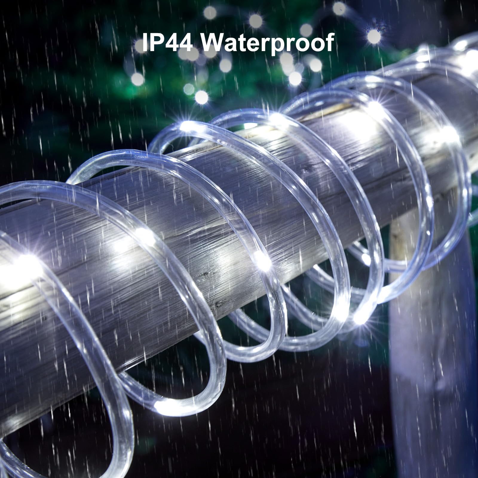 Minetom 2 Pack Battery Operated Christmas Lights Outdoor, Total 66Ft 200 Led Outdoor Rope Lights Battery Operated, Fairy Lights With Timer 8 Mode, String Lights For Outdoor Bedroom Indoor, Pure White