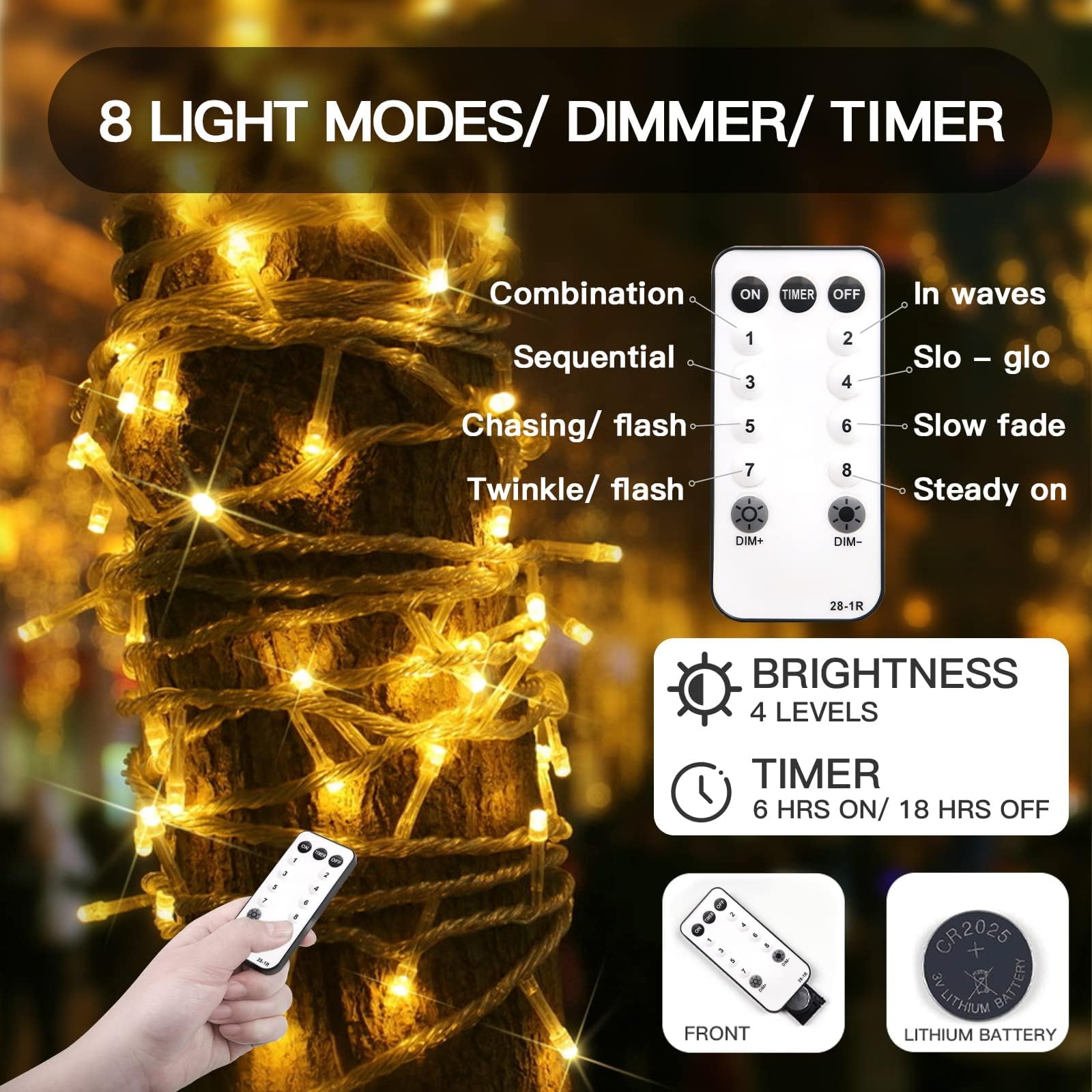 Suddus 300 Led Christmas Lights - Outdoor & Indoor, Warm White, 99Ft Connectable Tree Lights For Xmas Holiday Yard Party Porch D