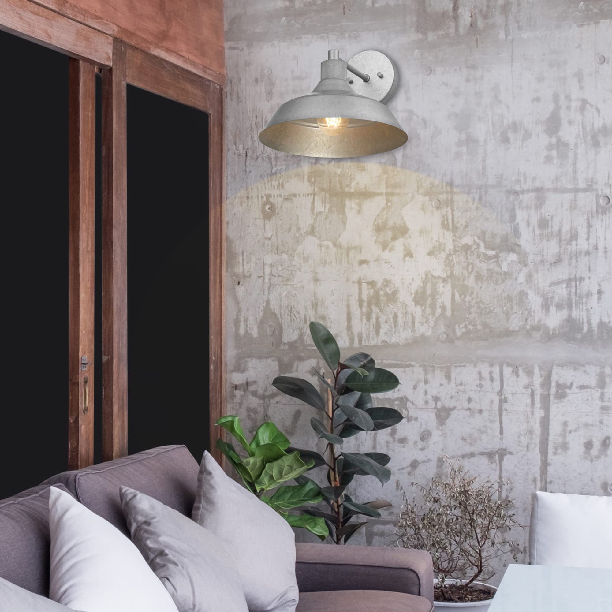 Globe Electric Sutton Wall Sconce - Galvanized Metal, Textured Socket, Indoor/Outdoor, Model 44840