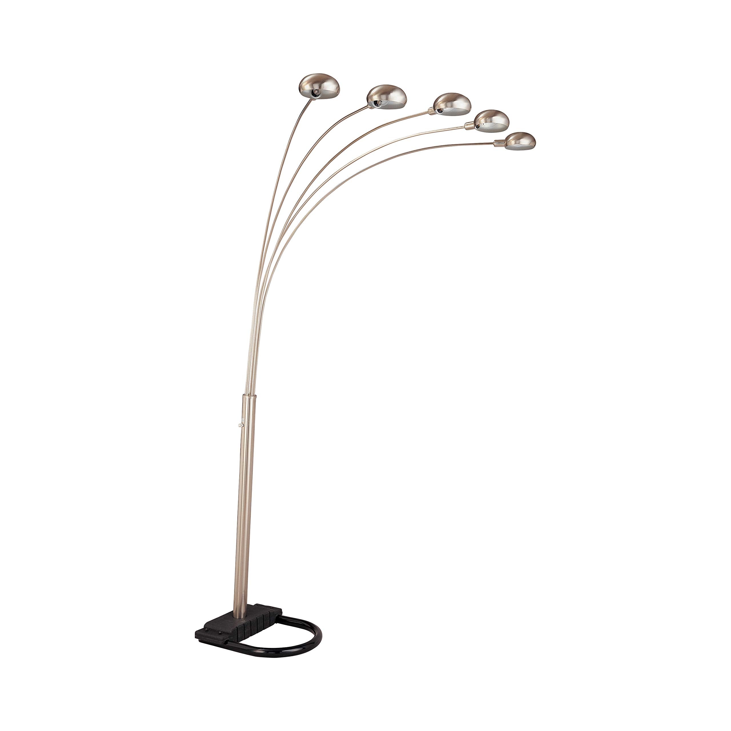 5-Light Floor Lamp, Chrome and Black