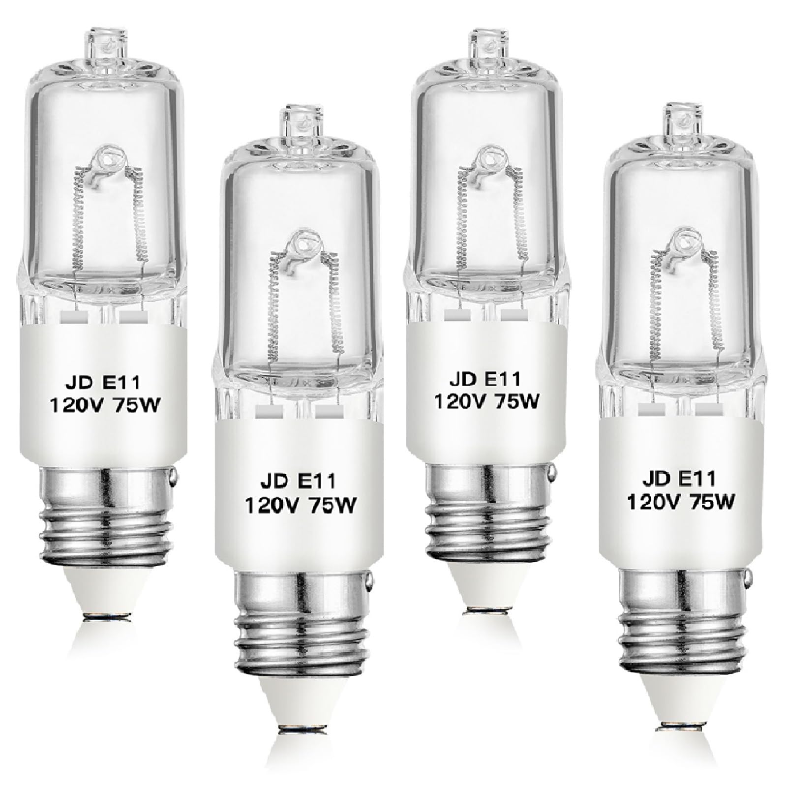 Jaenmsa E11 Halogen Bulb,120V 75W Halogen Candelabra Bulbs 4 Pack,T4 Mini Base Jd E11 Bulb,Dimmable 2700K Warm White,For Chandel