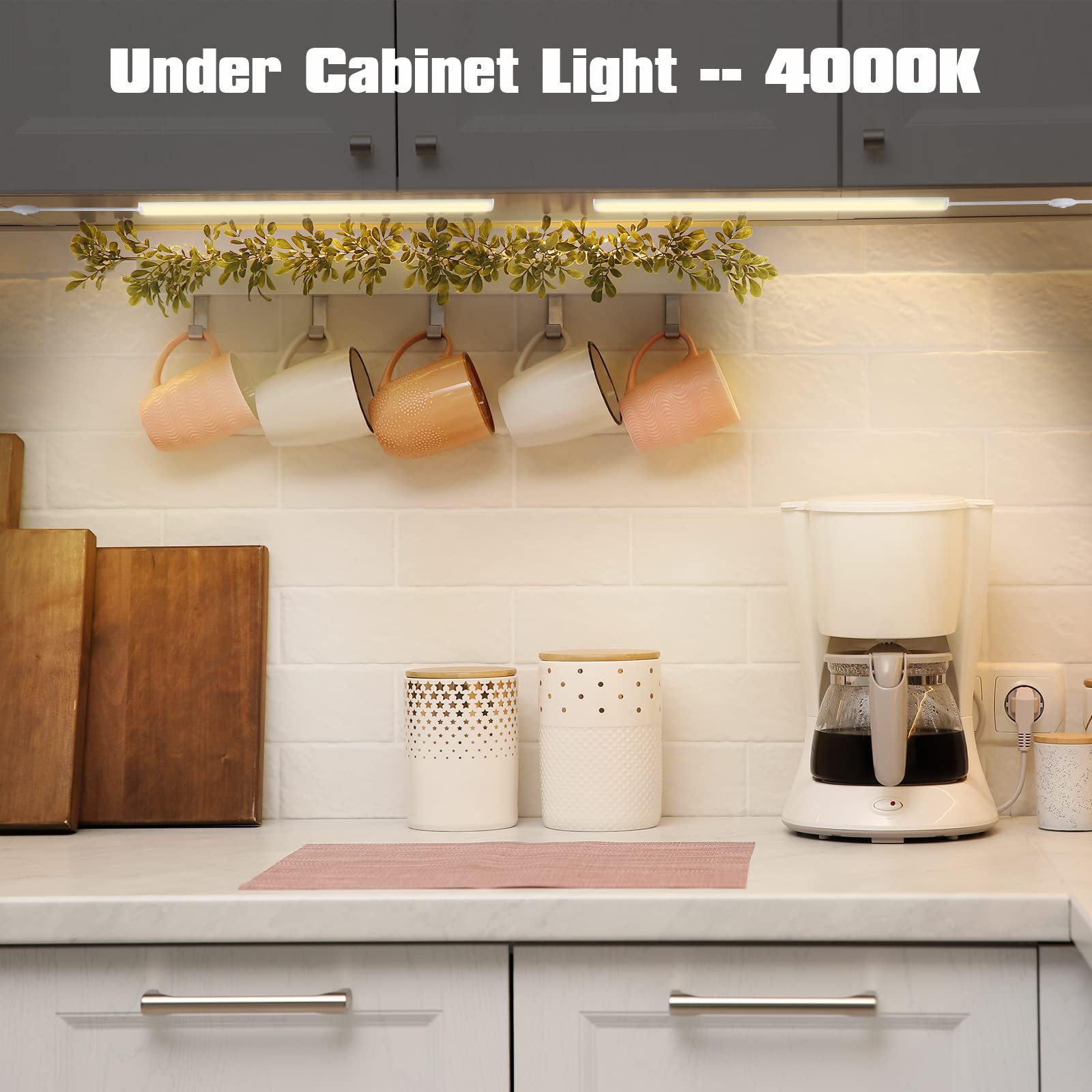 JUSJUBR Under Cabinet Lights Dimmable LED 12 Inch Aluminum Natural White 4000K