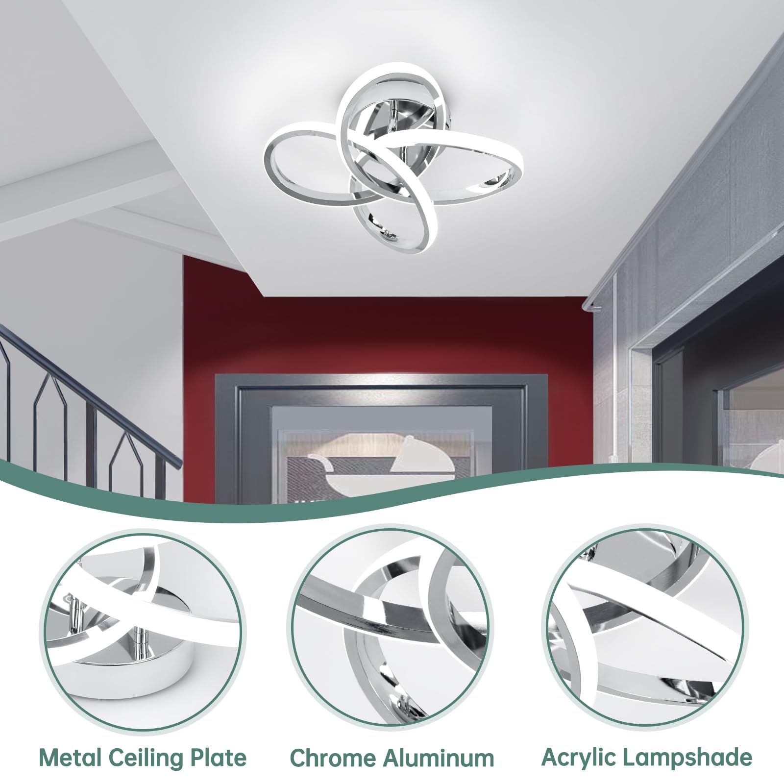 Caneoe Modern Ceiling Light Fixture,Small Led Hallway Light Fixtures Ceiling Lamp,Creative Close To Ceiling Lighting For Hallway