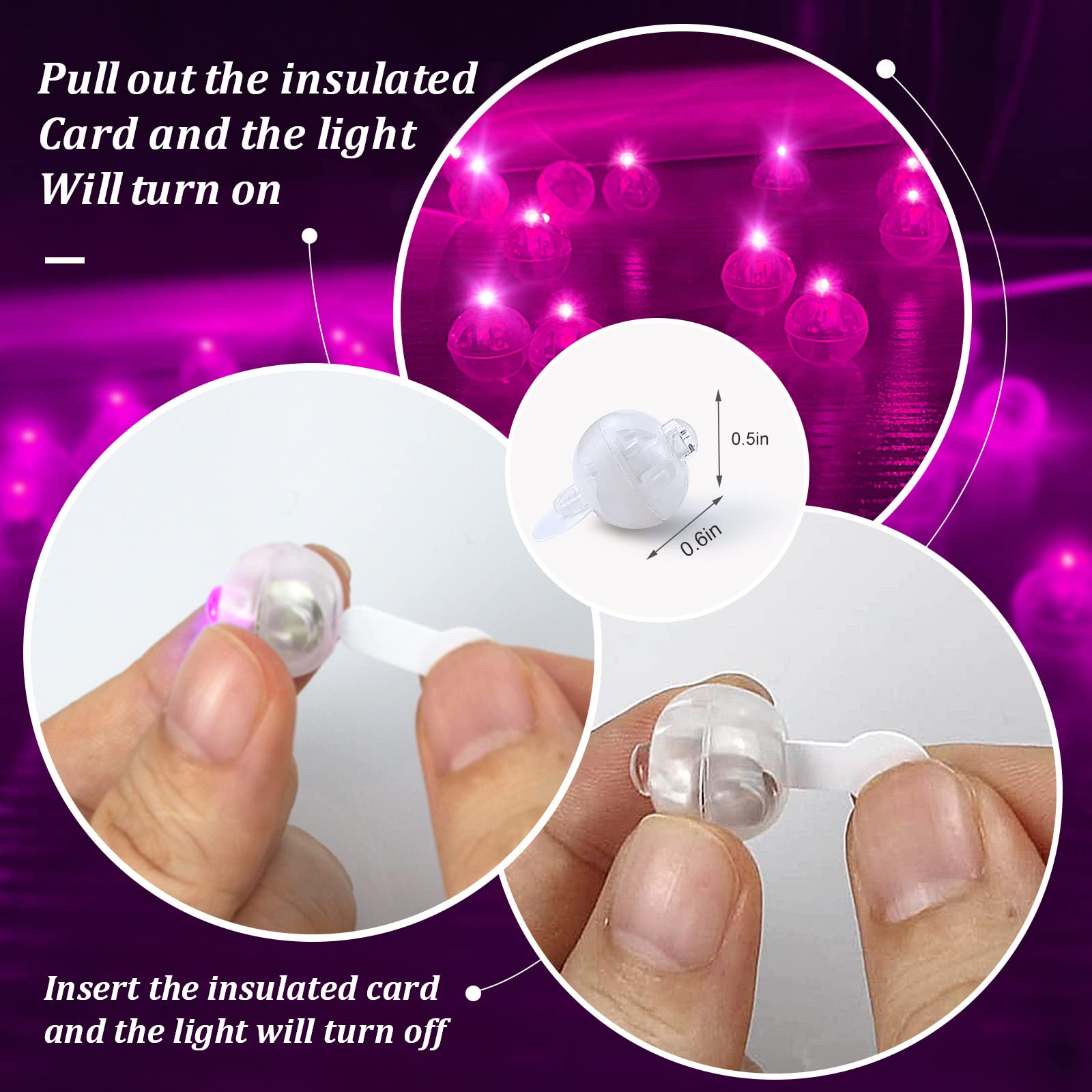 Aogist 100 Pcs Pink Led Balloon Light, Tiny Led Light Mini Round Ball Lamp For Paper Lantern Balloon Indoor Outdoor Party Event