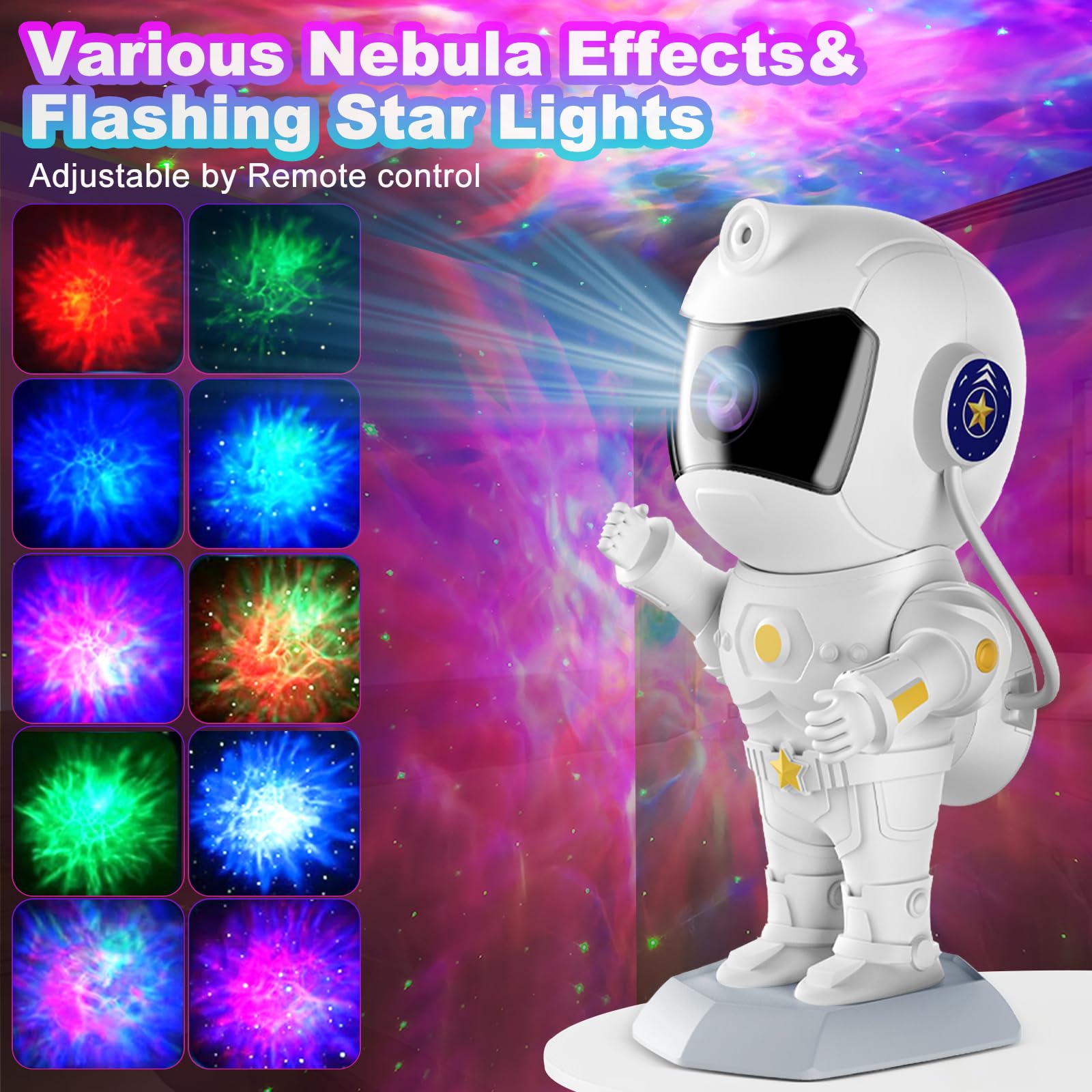 Astronaut Galaxy Projector Robot Star Night Light Starry Nebula Space Projector LED Lamp with Timer and Remote Control Starlight