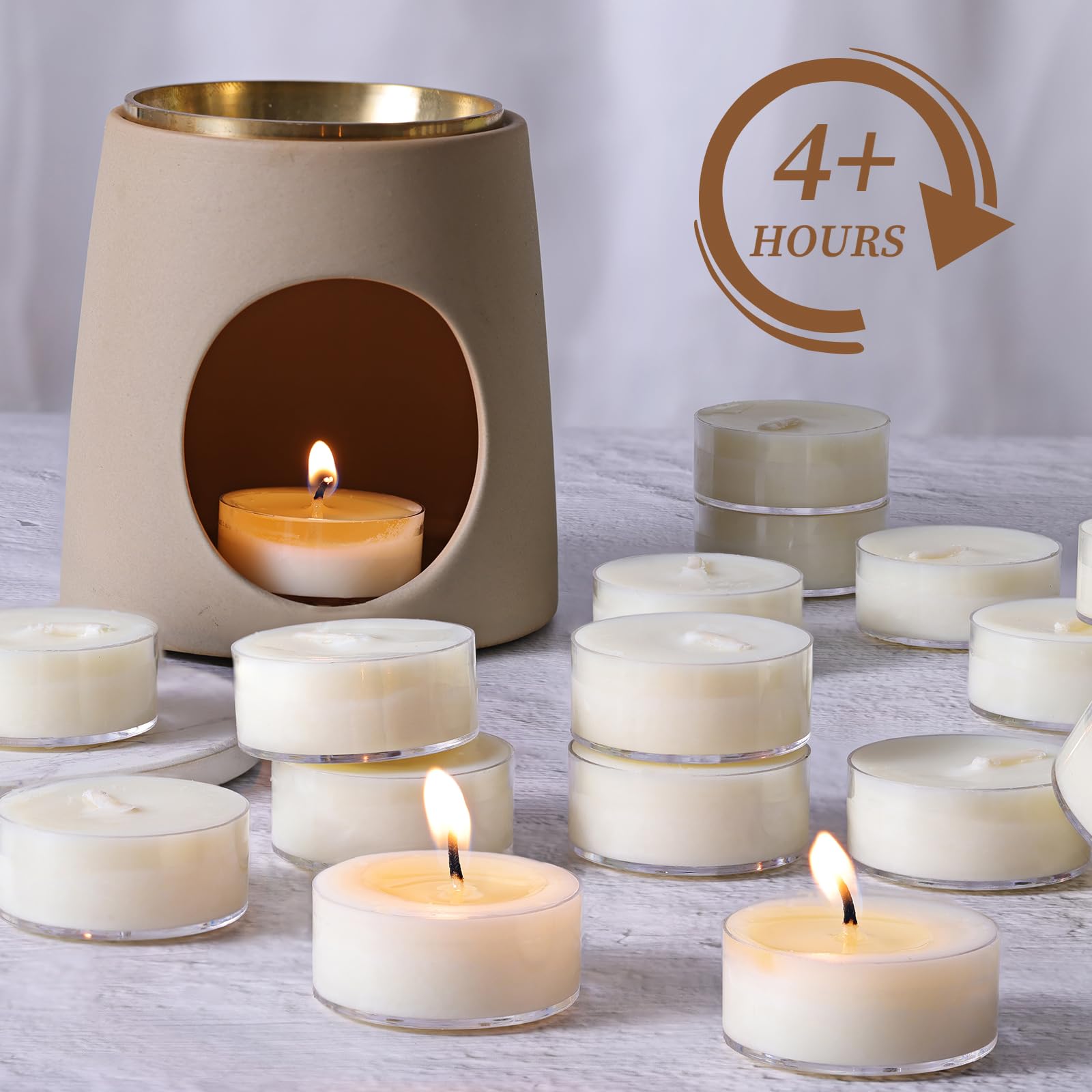 Devi Soy Tea Lights Candles 25 Pack, Tealight Candles Bulk-4 Hours Long Burning, Unscented White Small Mini Tea Light Candles-Burn Clean, Soy Wax Melts Emergency Candles