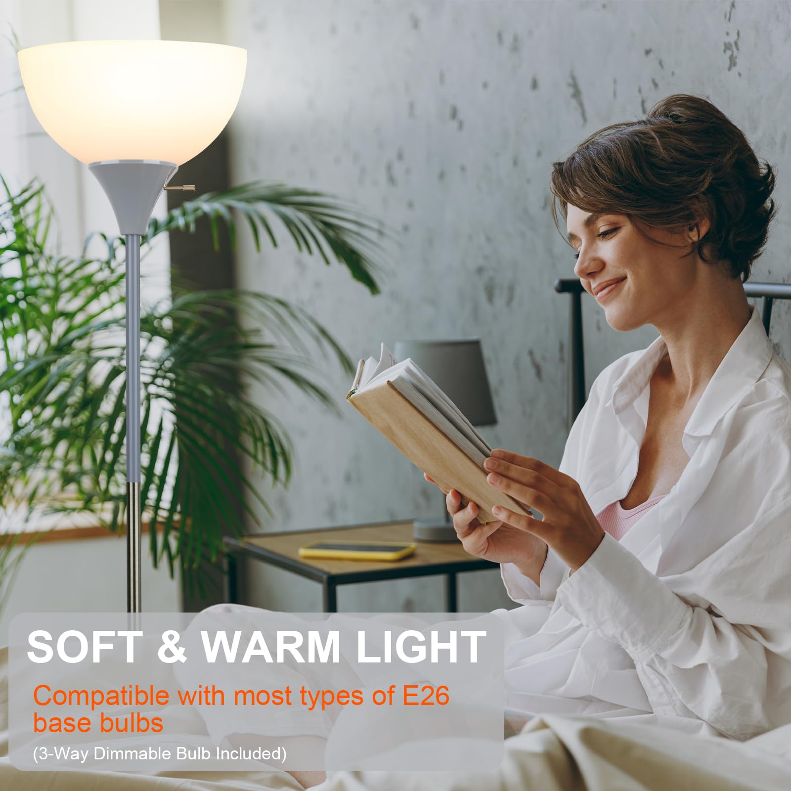 Floor Lamp, Led Standing Lamp 3 Way Dimmable Brightness Floor Lamp Rotary Switch Floor Lamps Modern Industrial Lamp With Shade,