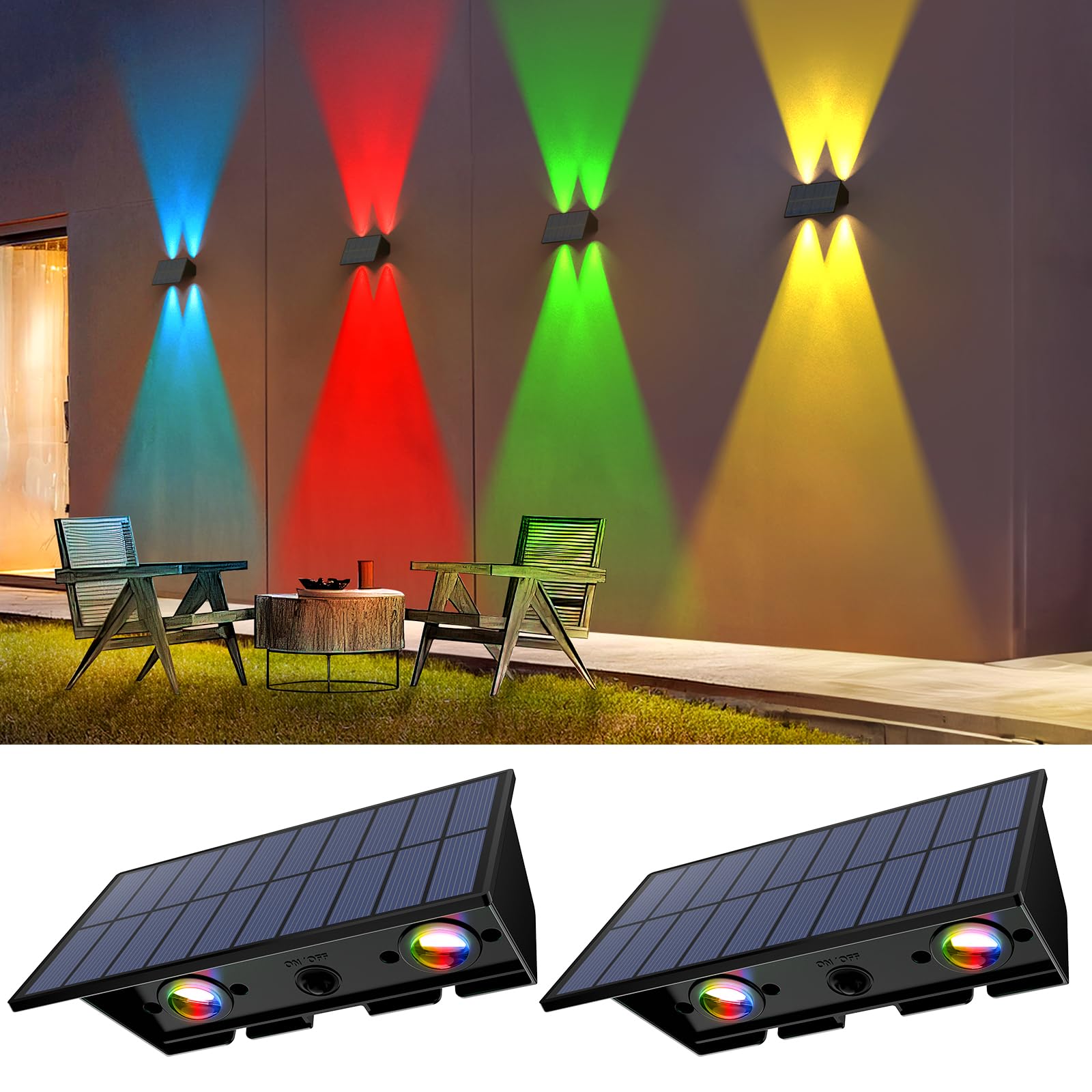 Solar Fence Lights,16Pack Solar Lights Outdoor 2700/4500/6000K 3 Mode Up & Down Solar Wall Lights Waterproof 100 Lumens Solar Po