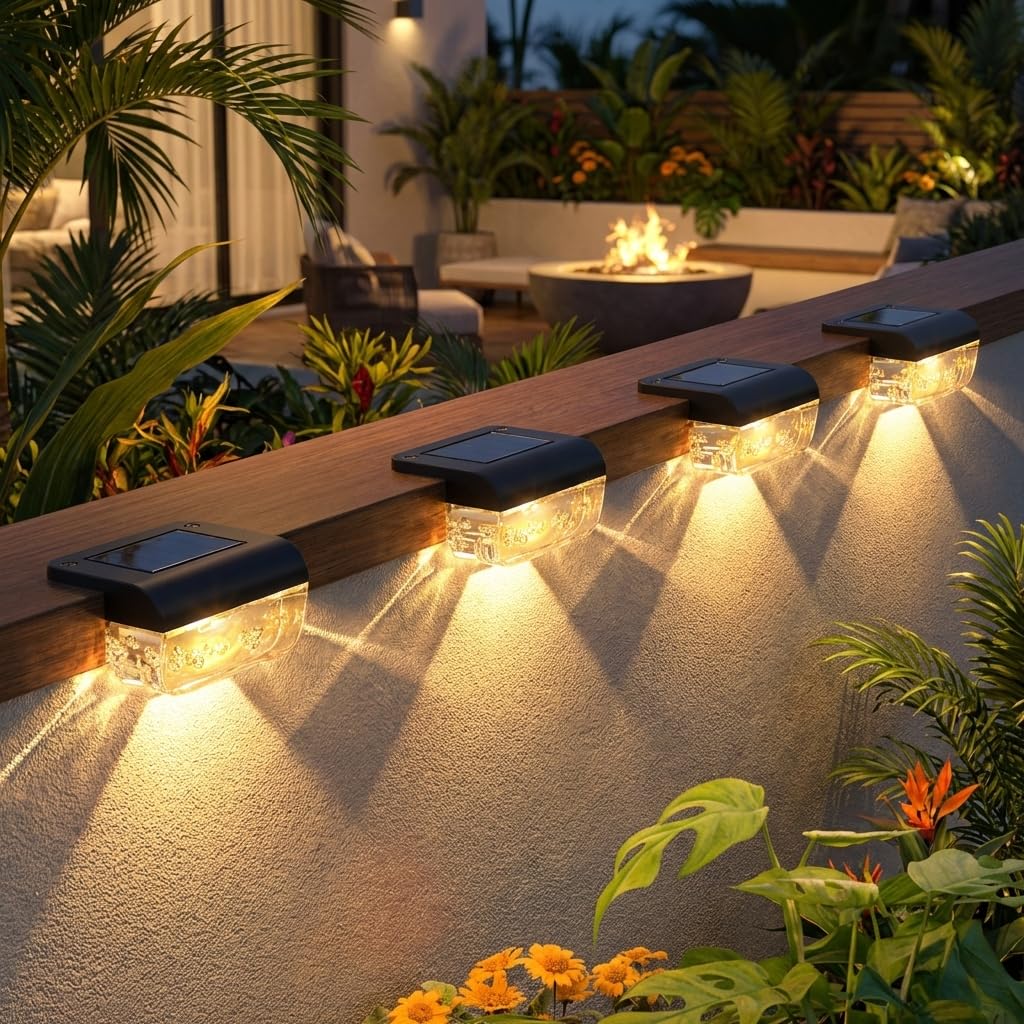 Eyrosa Solar Deck Lights 12 Pack, Solar Lights Outdoor Waterproof for Outside, Stairs, Step, Fence, Yard, Garden, Patio, Pool, R