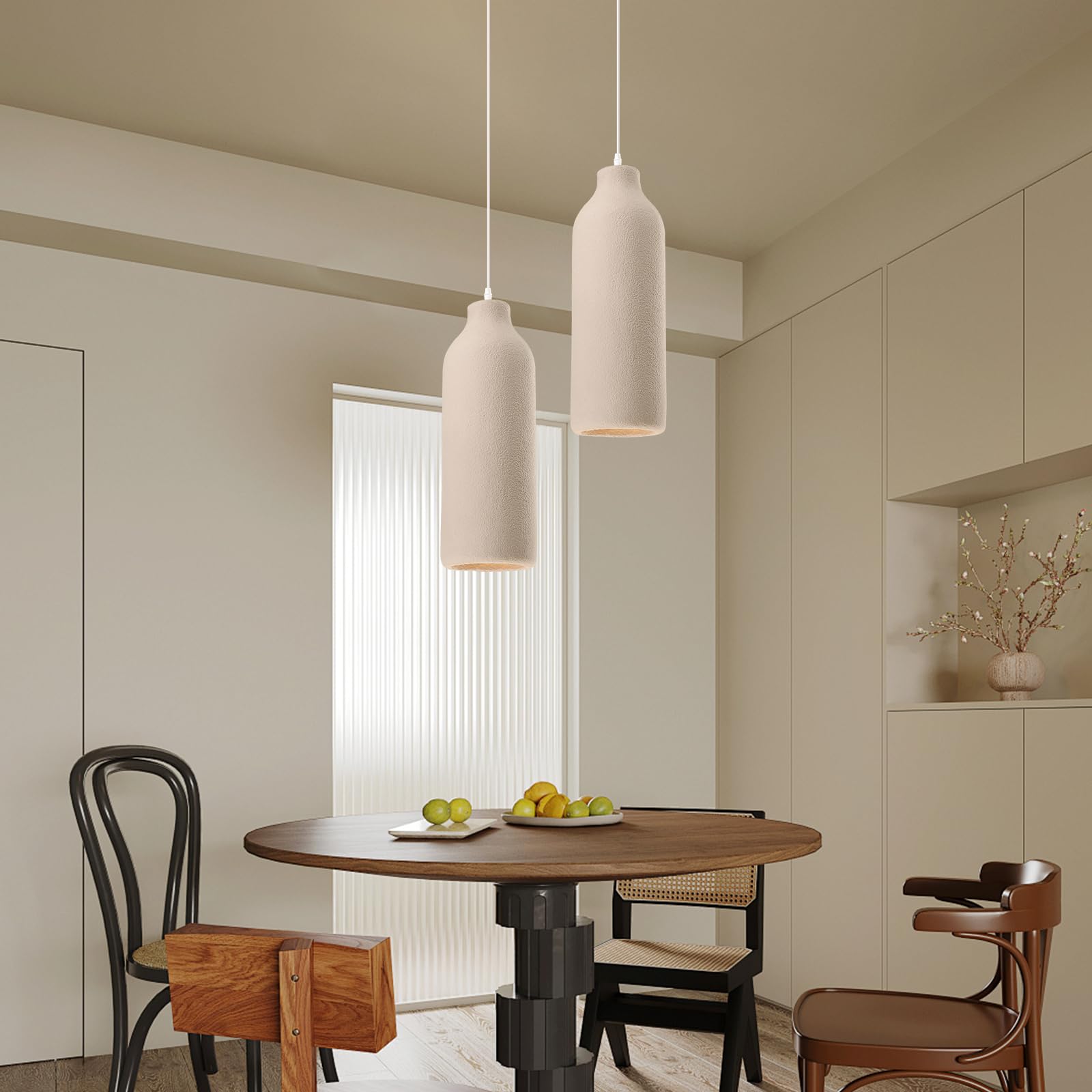 JAYMP Wabi Sabi Pendant Light, E26 Base, Polystyrene, D18×H50cm, Light Brown, Model GB7499, Japanese Style Bird Nest Shape