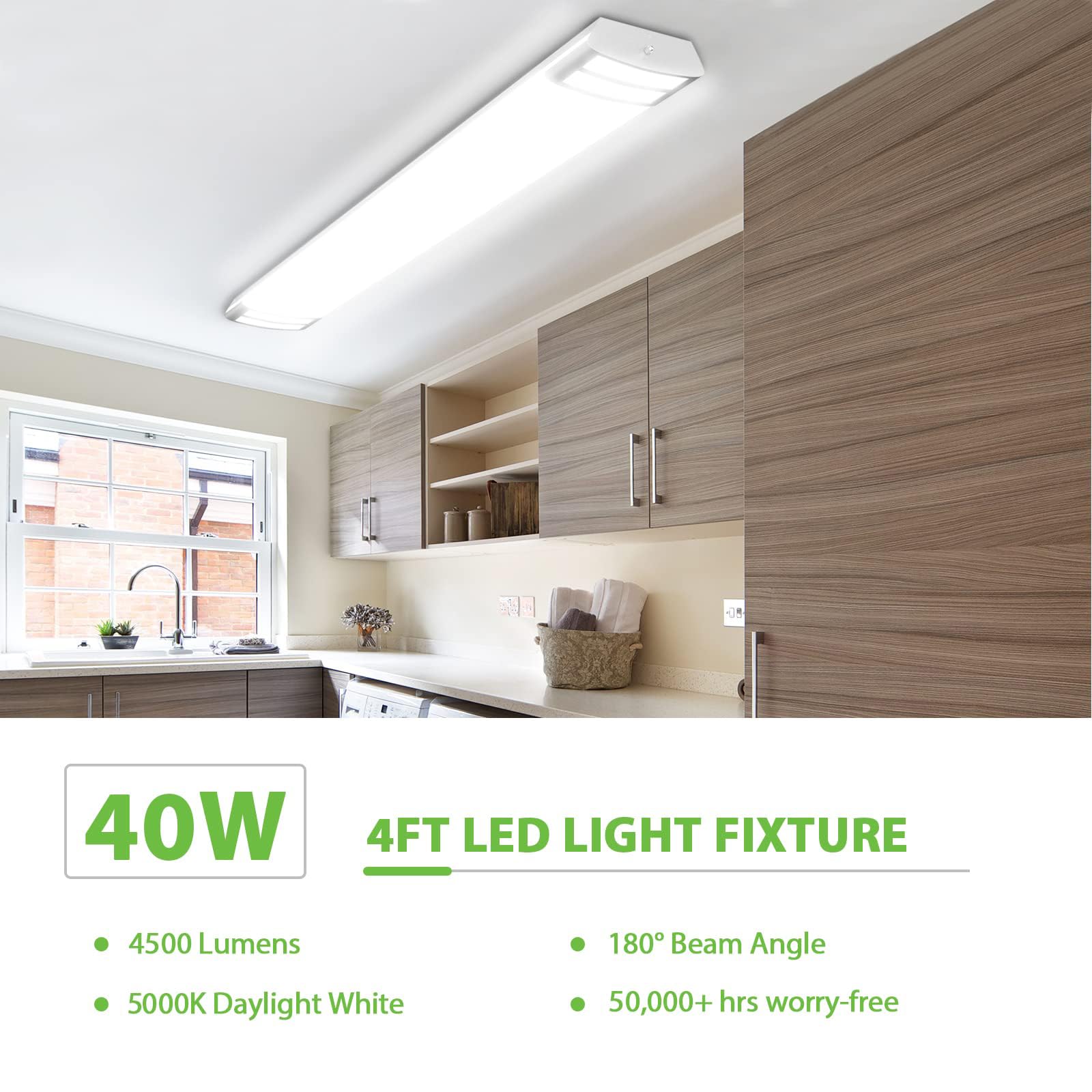 ANTLUX LED Flush Mount Lights, 4FT 40W, 4500LM, 5000K Daylight White, Aluminum, 4 Pack