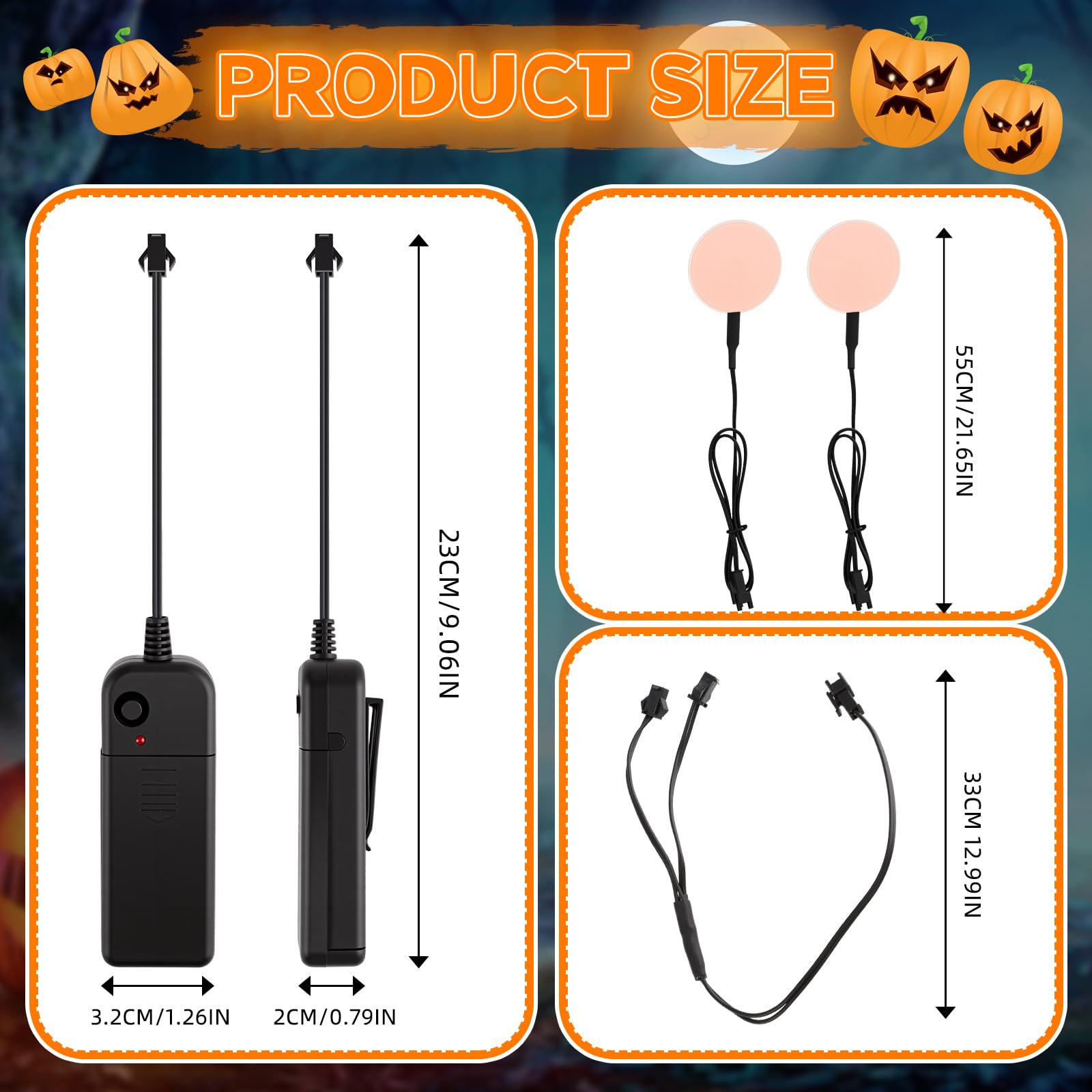 Retisee Halloween 4 Pcs Led Eyes for Mask Skeleton, EL Panels Light,with Battery Box for Cosplay Laser Eyes Pumpkin head Hallowe