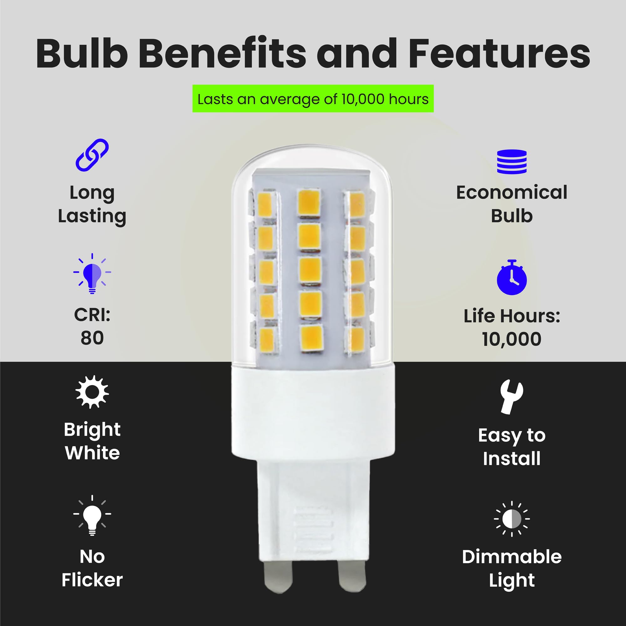 Feit Bpg940/830/Led 500 Lumen Warm White G9 Led Light Bulb