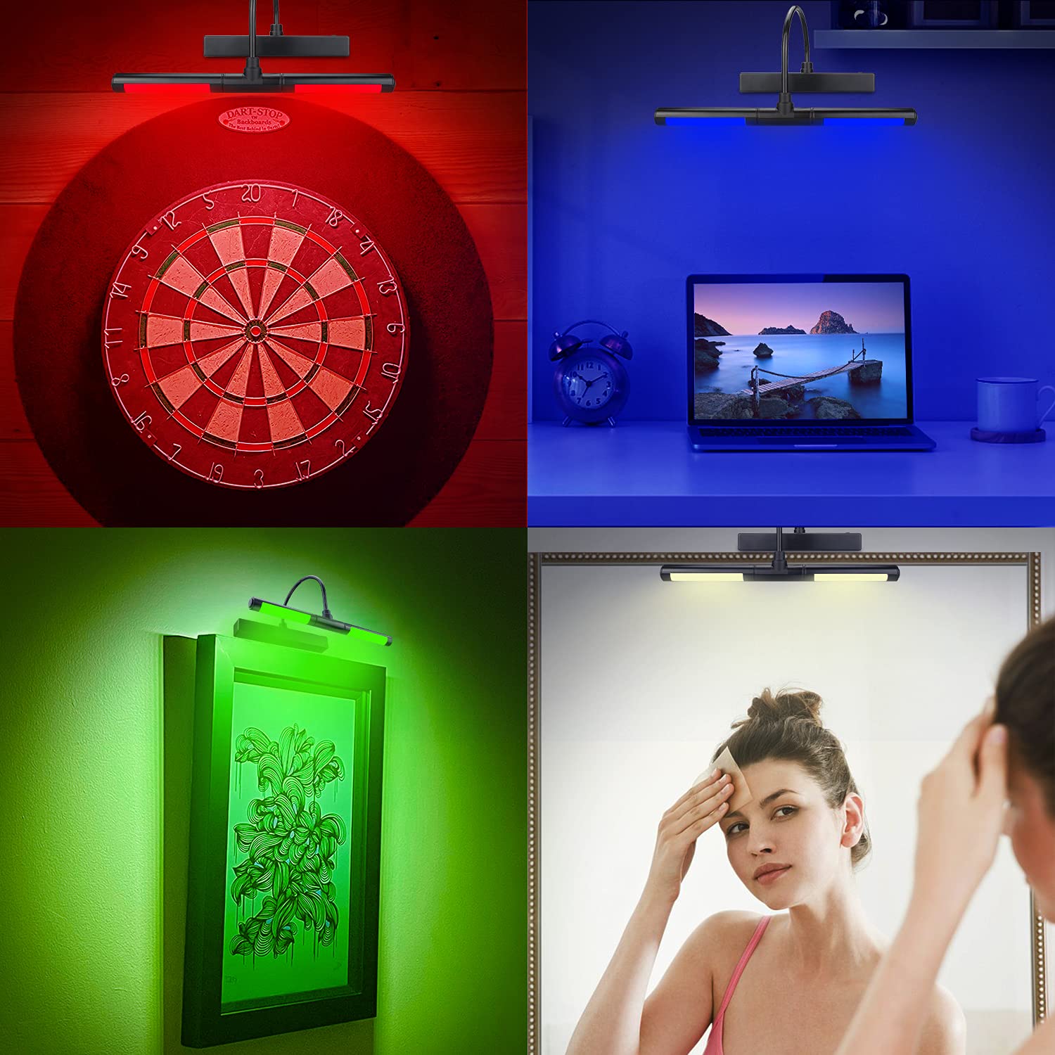 Luxsway Picture Lights Rechargeable,Painting Light For Picture With Aluminum Finish,Upgrade 12 Color Changing Art Lights With Ti