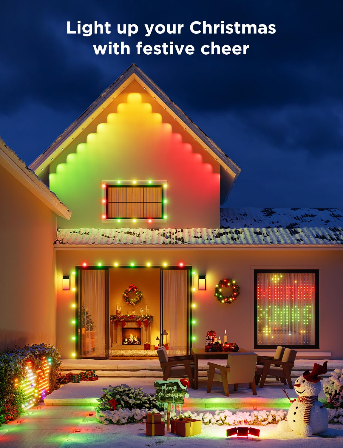 Govee 100ft RGBIC Outdoor Lights, IP67 Waterproof, 72 LEDs, Works with Alexa & Google Assistant, Black, Model H705E