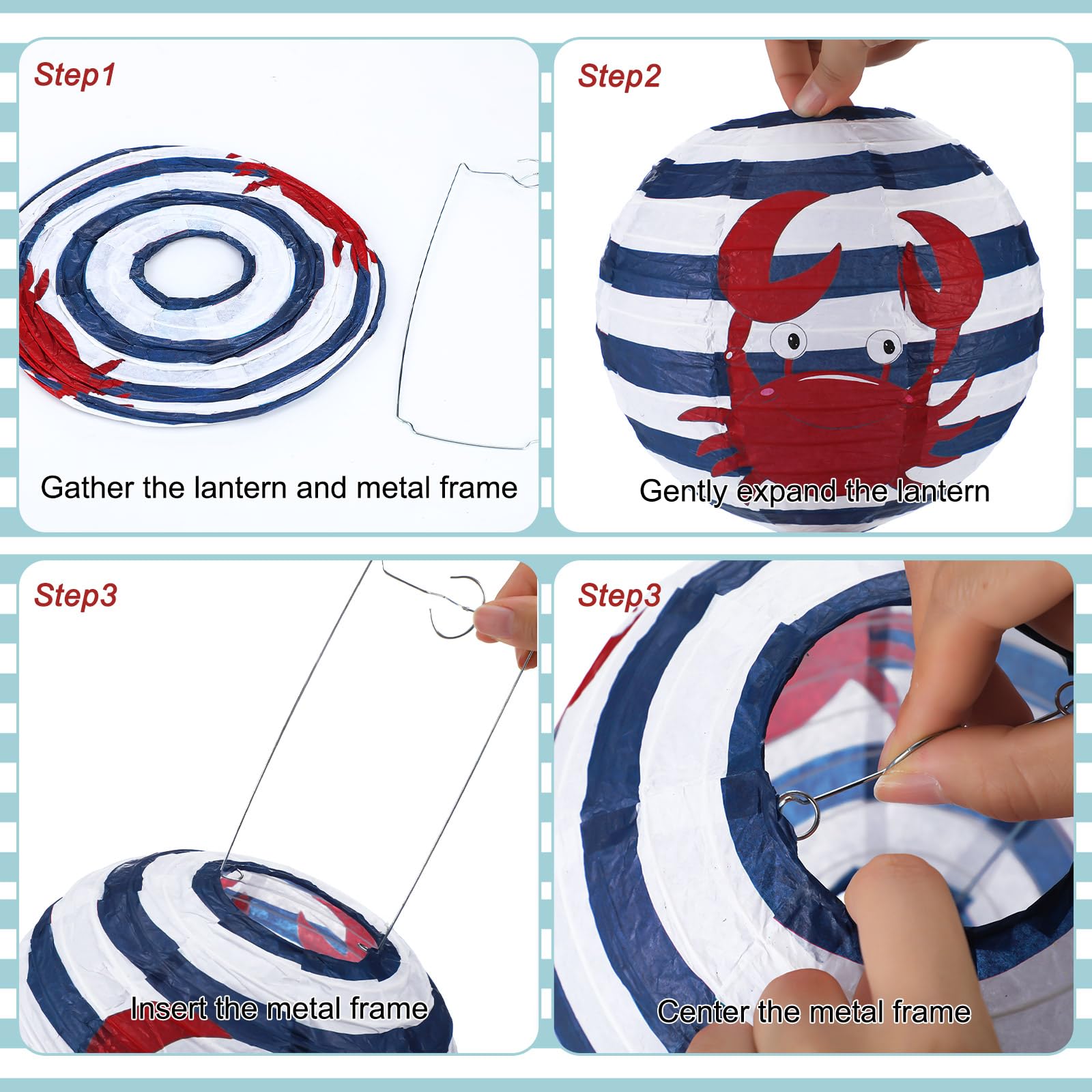 Panelee 12 Pcs Nautical Anchor Party Decorations Sailor Boat Cruise Ship Theme 8 Inches Hanging Paper Lanterns 8 Inches Round La