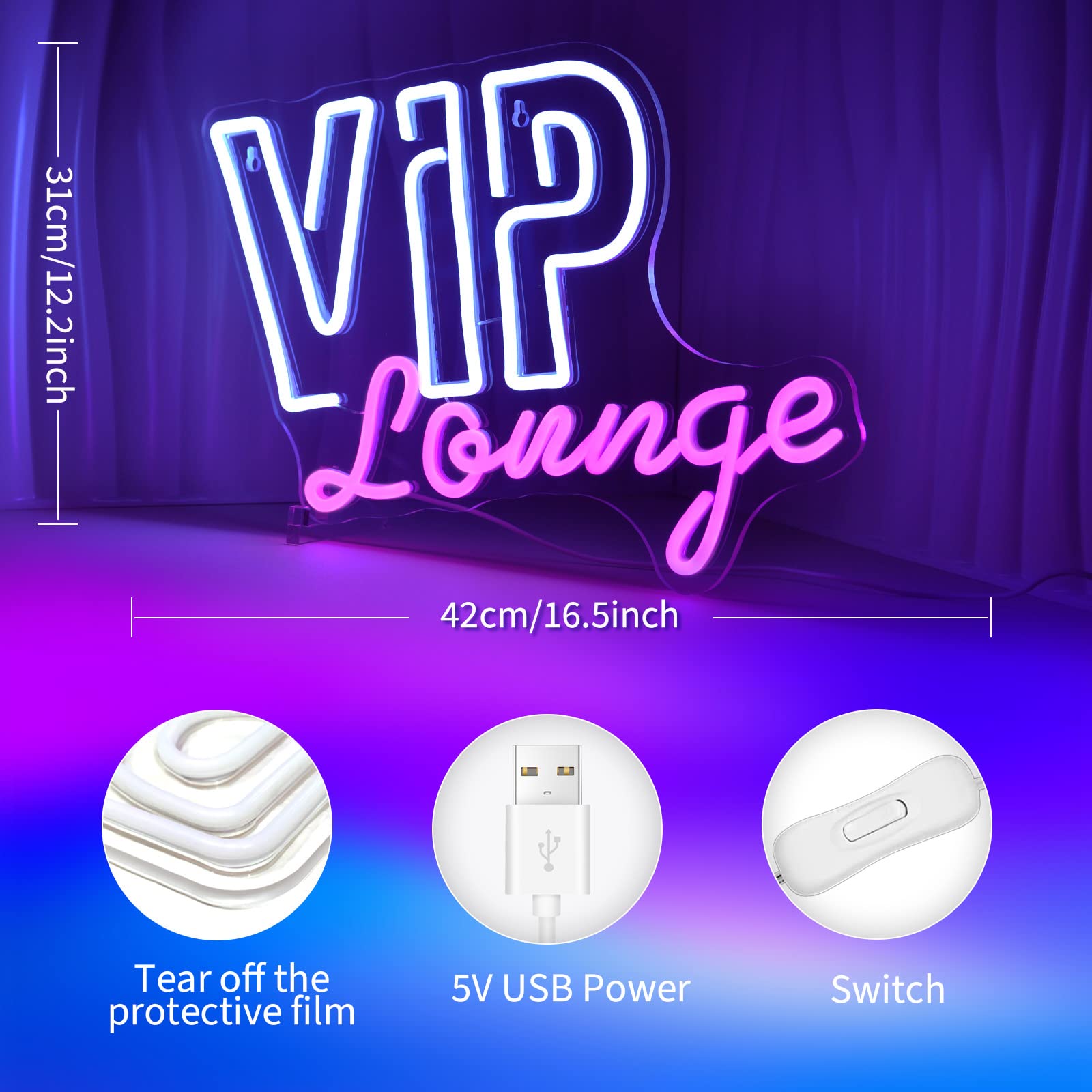 JEDAEMEN LED Neon Light Sign for Wall Decor, USB Powered, White Pink Color, Perfect for Room and Birthday Party Decoration