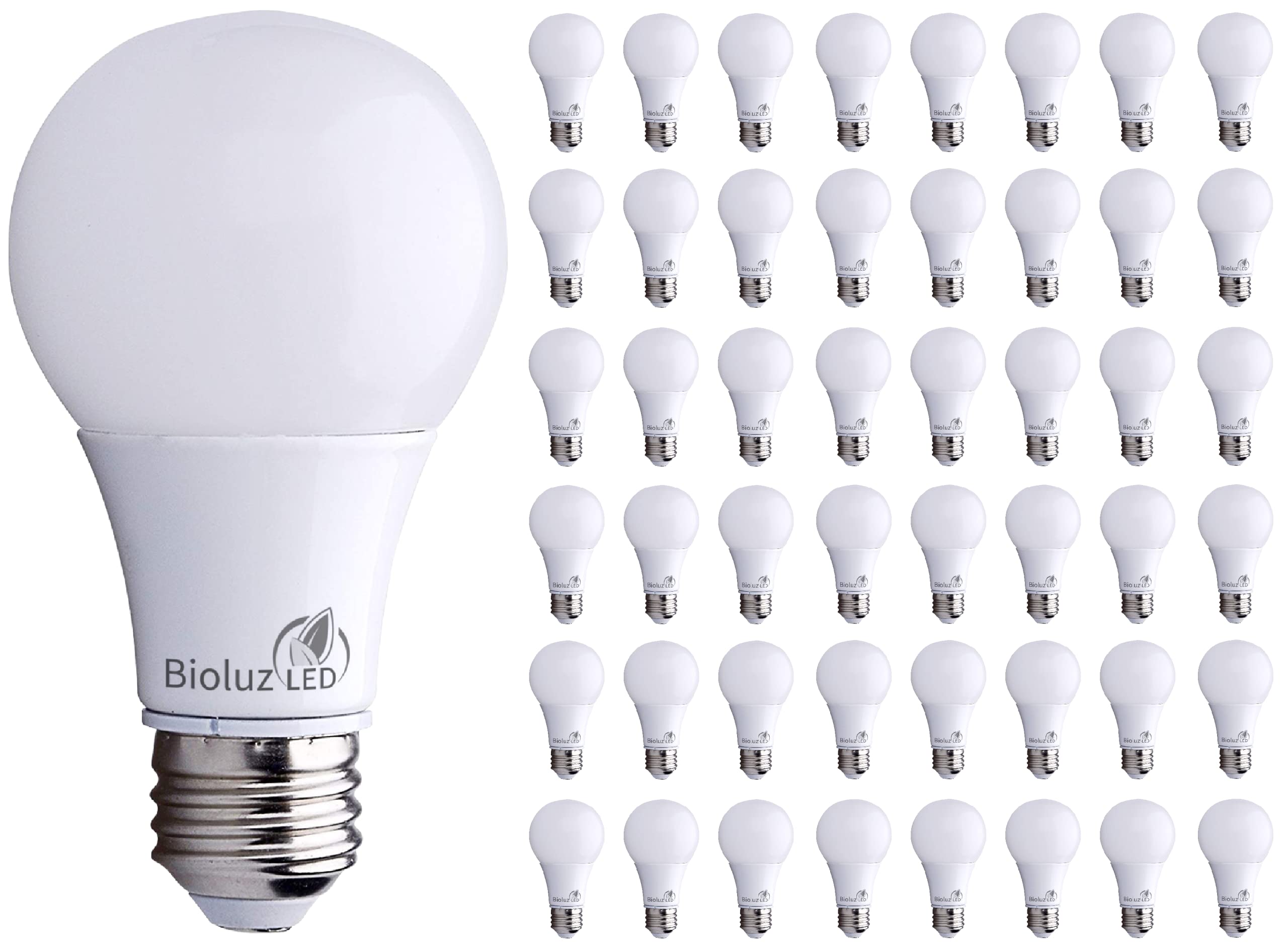 Bioluz LED A19 Light Bulbs 6W = 40W Non-Dimmable 2700K Warm White 48 Pack